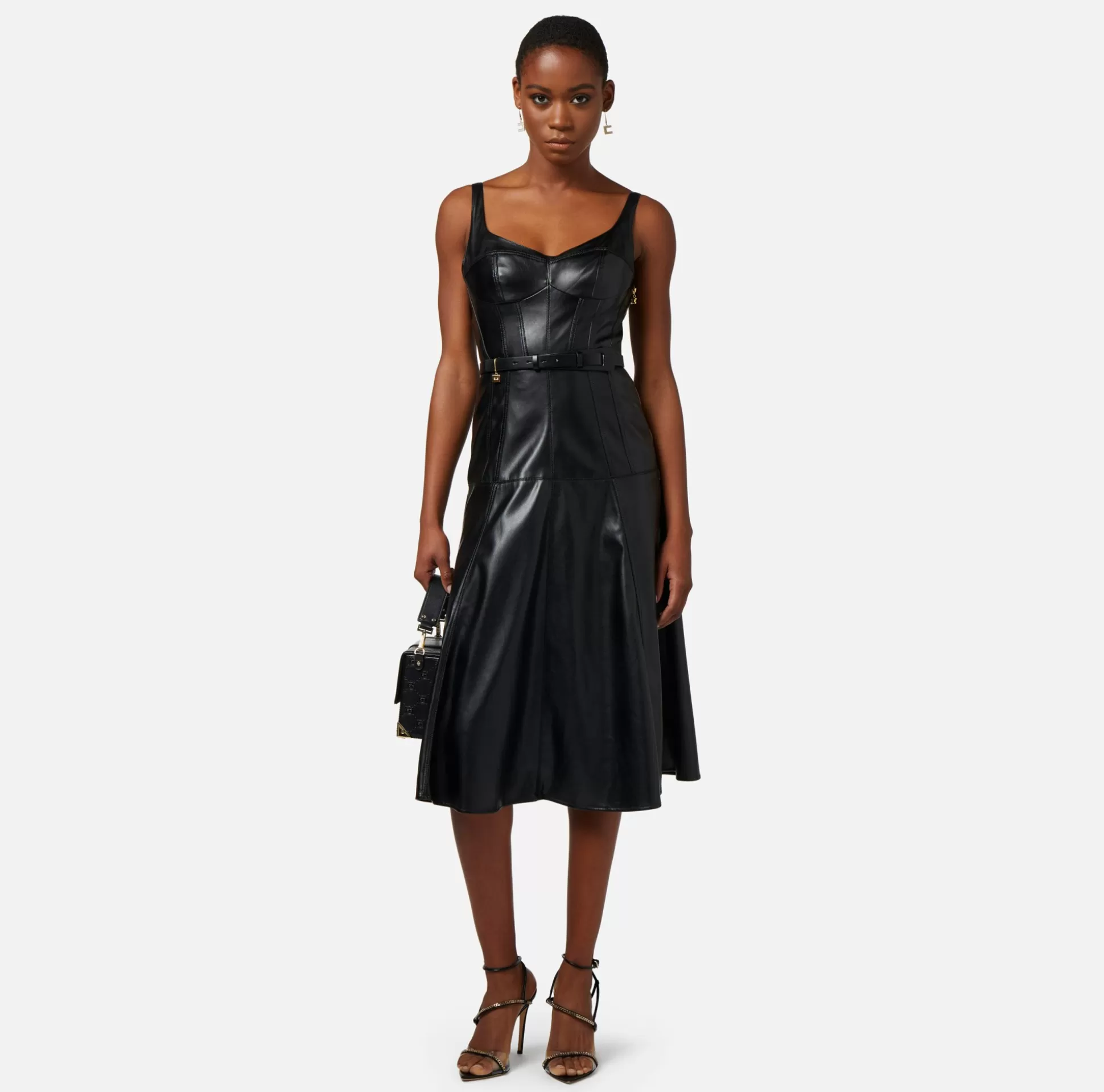 Elisabetta Franchi Abiti^Abito Midi Effetto Pelle Con Tagli Bustier