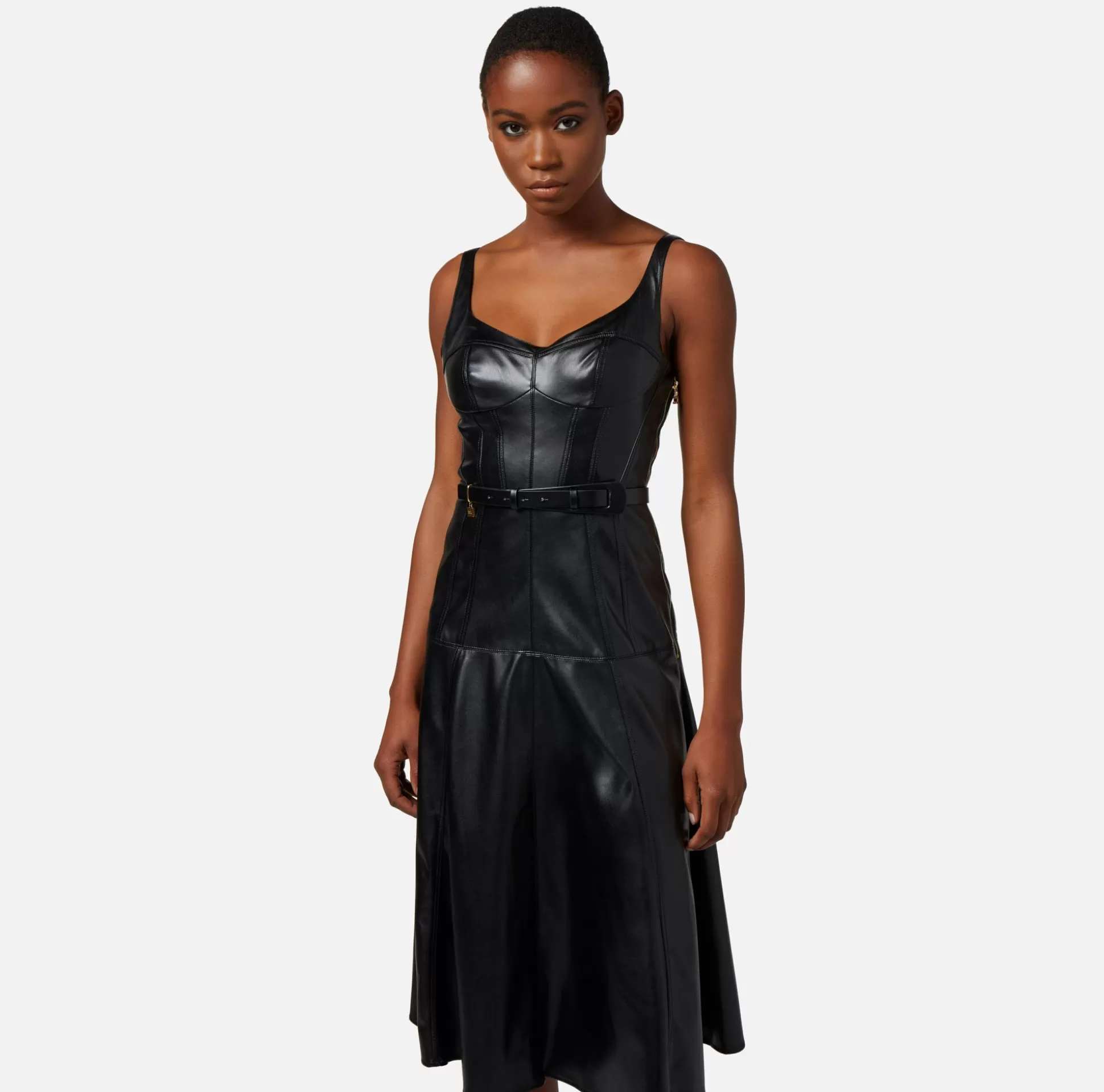 Elisabetta Franchi Abiti^Abito Midi Effetto Pelle Con Tagli Bustier