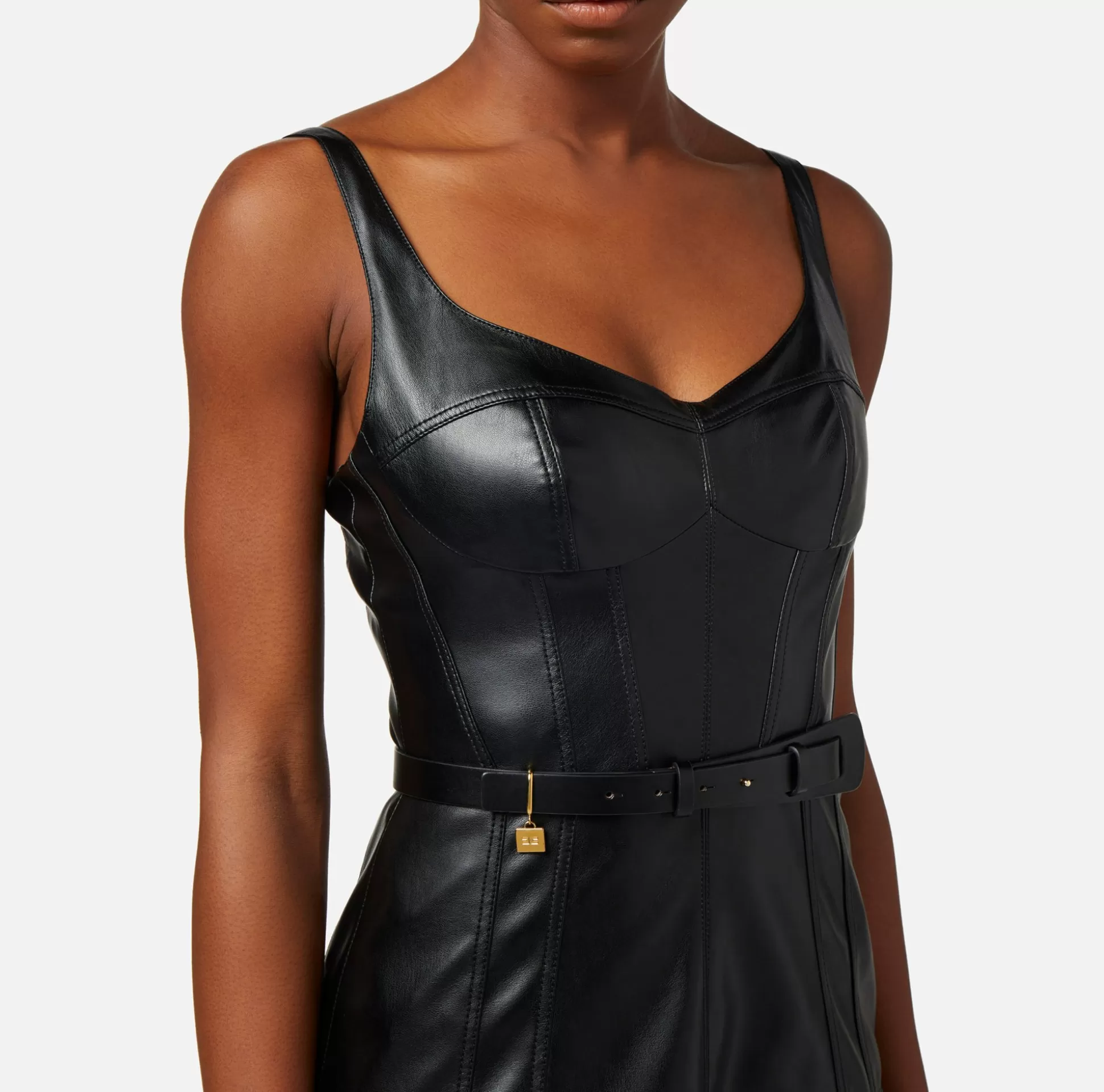 Elisabetta Franchi Abiti^Abito Midi Effetto Pelle Con Tagli Bustier