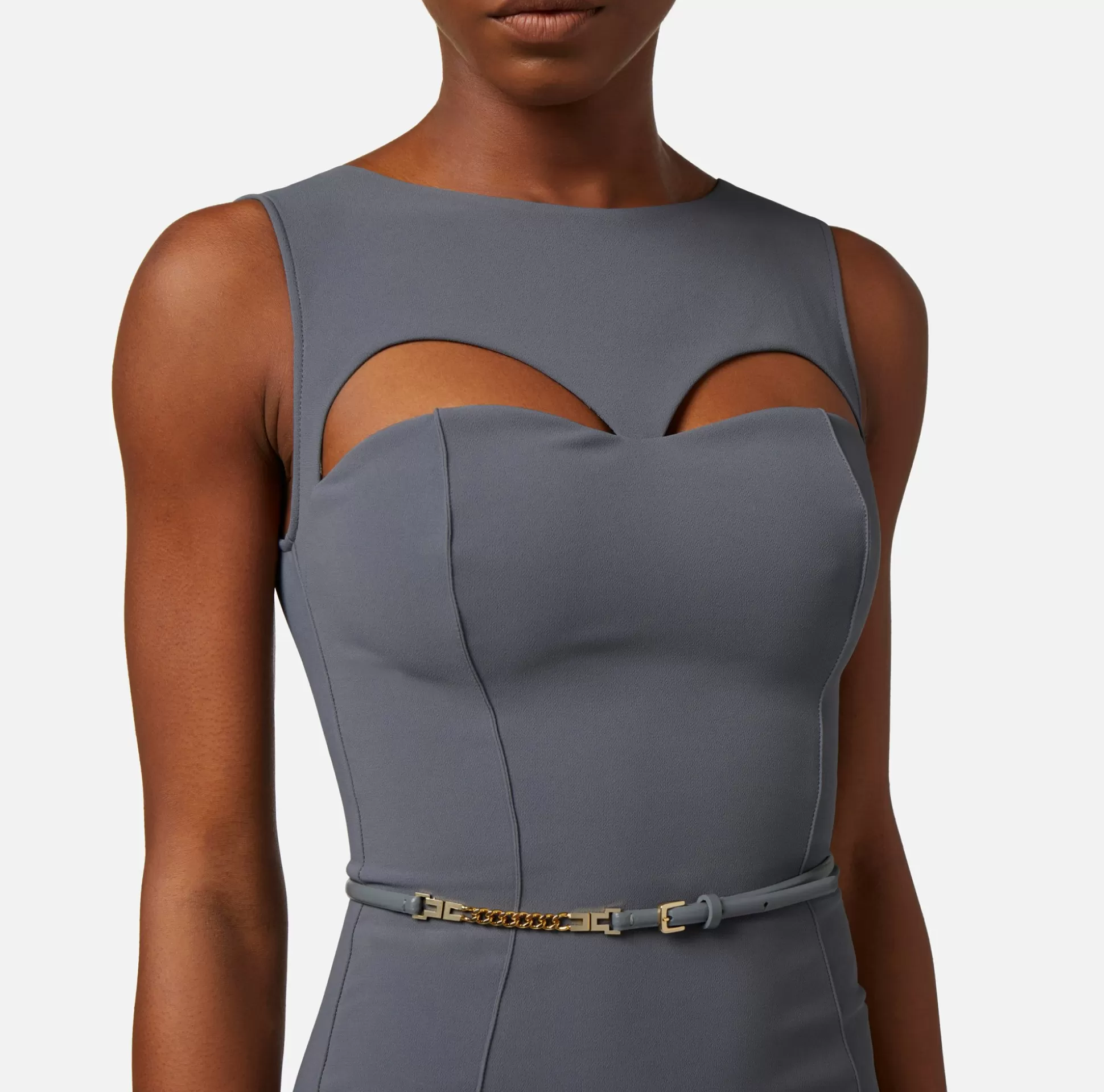 Elisabetta Franchi Abiti^Abito Midi In Tessuto Tecnico Con Cintura E Cut Out