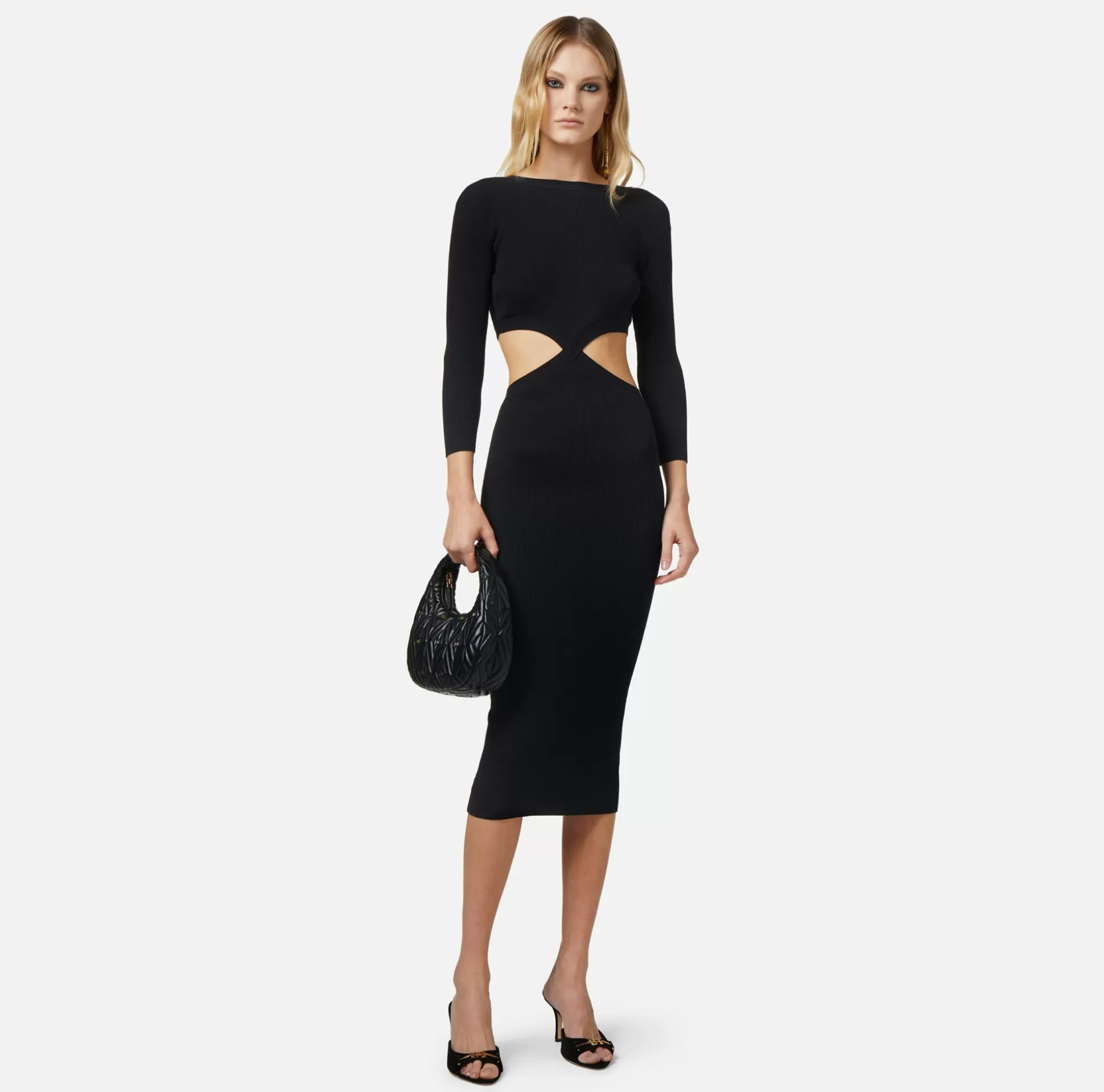 Elisabetta Franchi Abiti^Abito Midi In Viscosa A Costine Con Cut-Out