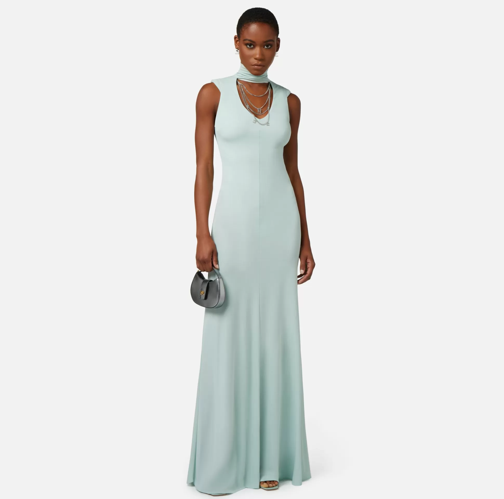 Elisabetta Franchi Abiti^Abito Red Carpet In Jersey Con Cut Out E Collana