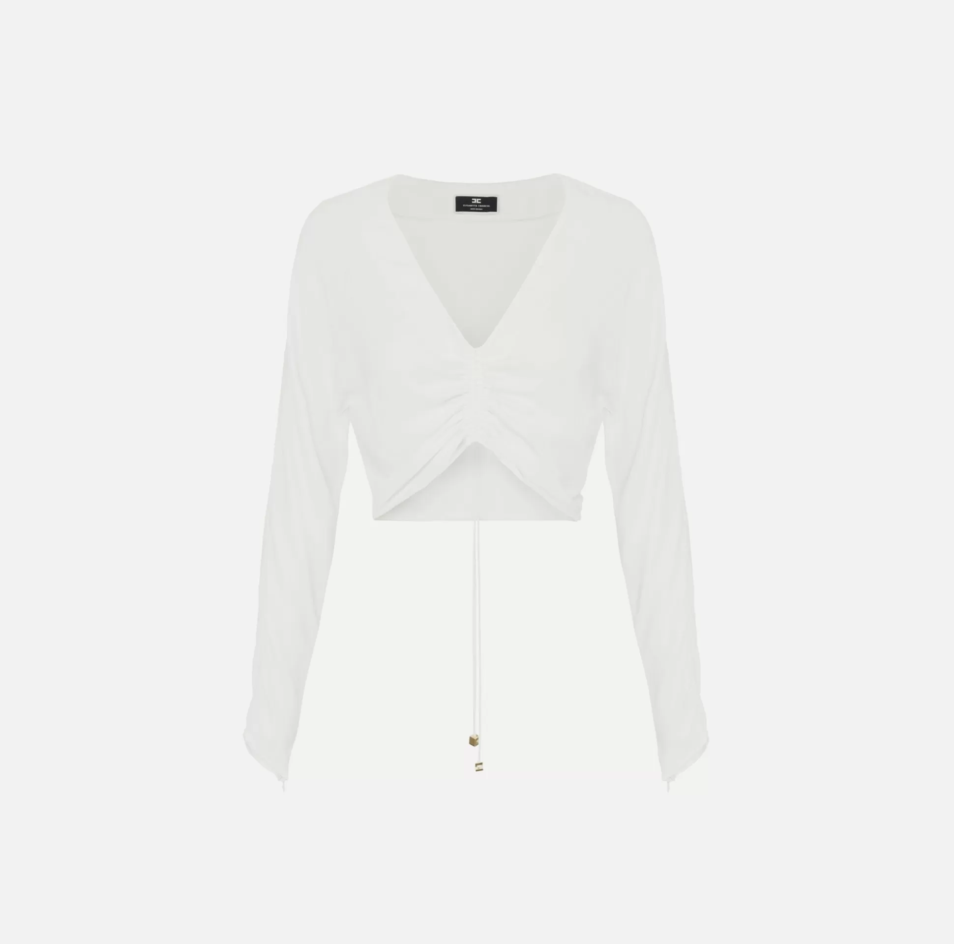 Elisabetta Franchi Camicie E Bluse^Blusa Cropped In Georgette Di Viscosa Con Coulisse