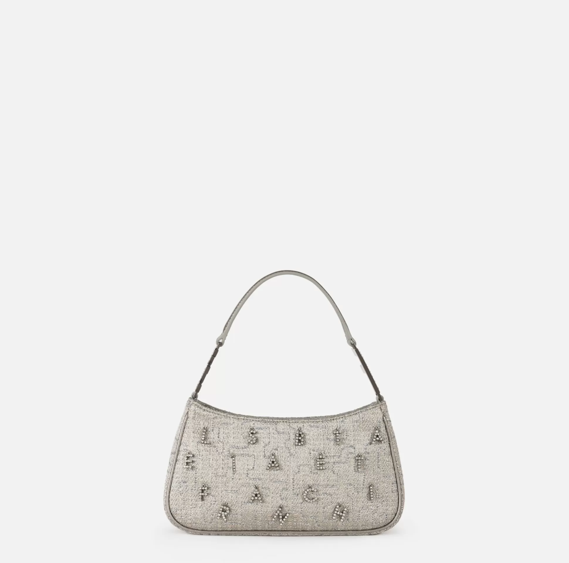 Elisabetta Franchi Borse A Spalla^Borsa A Spalla In Tweed Lurex Con Lettering Di Strass
