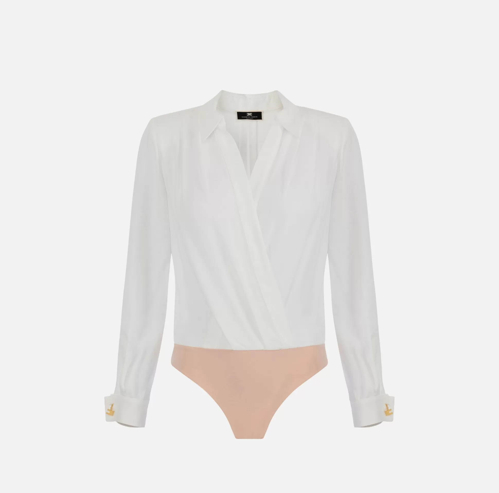 Elisabetta Franchi Top, T-Shirt & Body^Camicia Body Incrociata In Georgette Di Viscosa Con Gemello