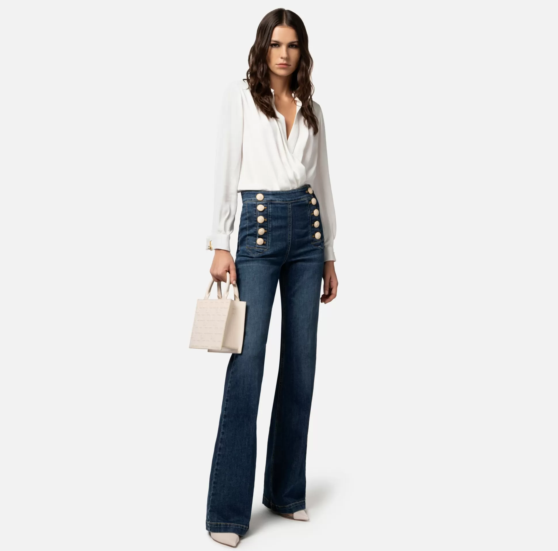 Elisabetta Franchi Top, T-Shirt & Body^Camicia Body Incrociata In Georgette Di Viscosa Con Gemello