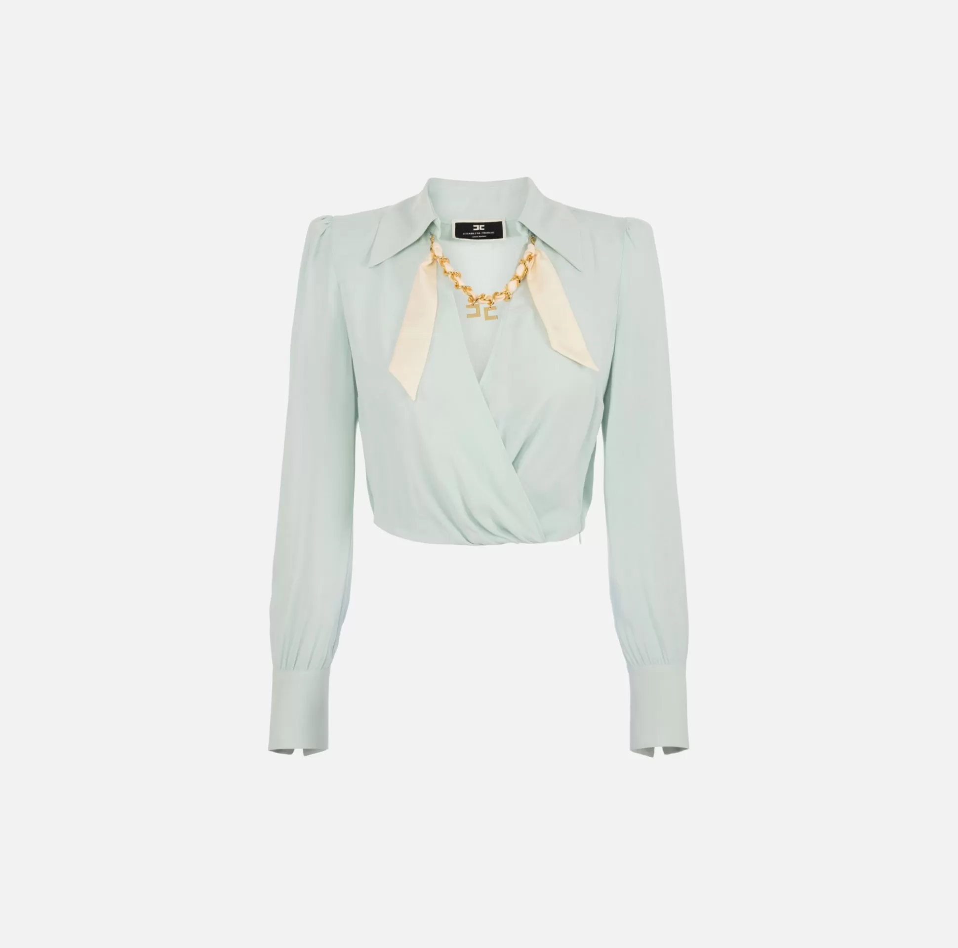 Elisabetta Franchi Camicie E Bluse^Camicia Cropped In Georgette Di Viscosa Con Catena Foulard