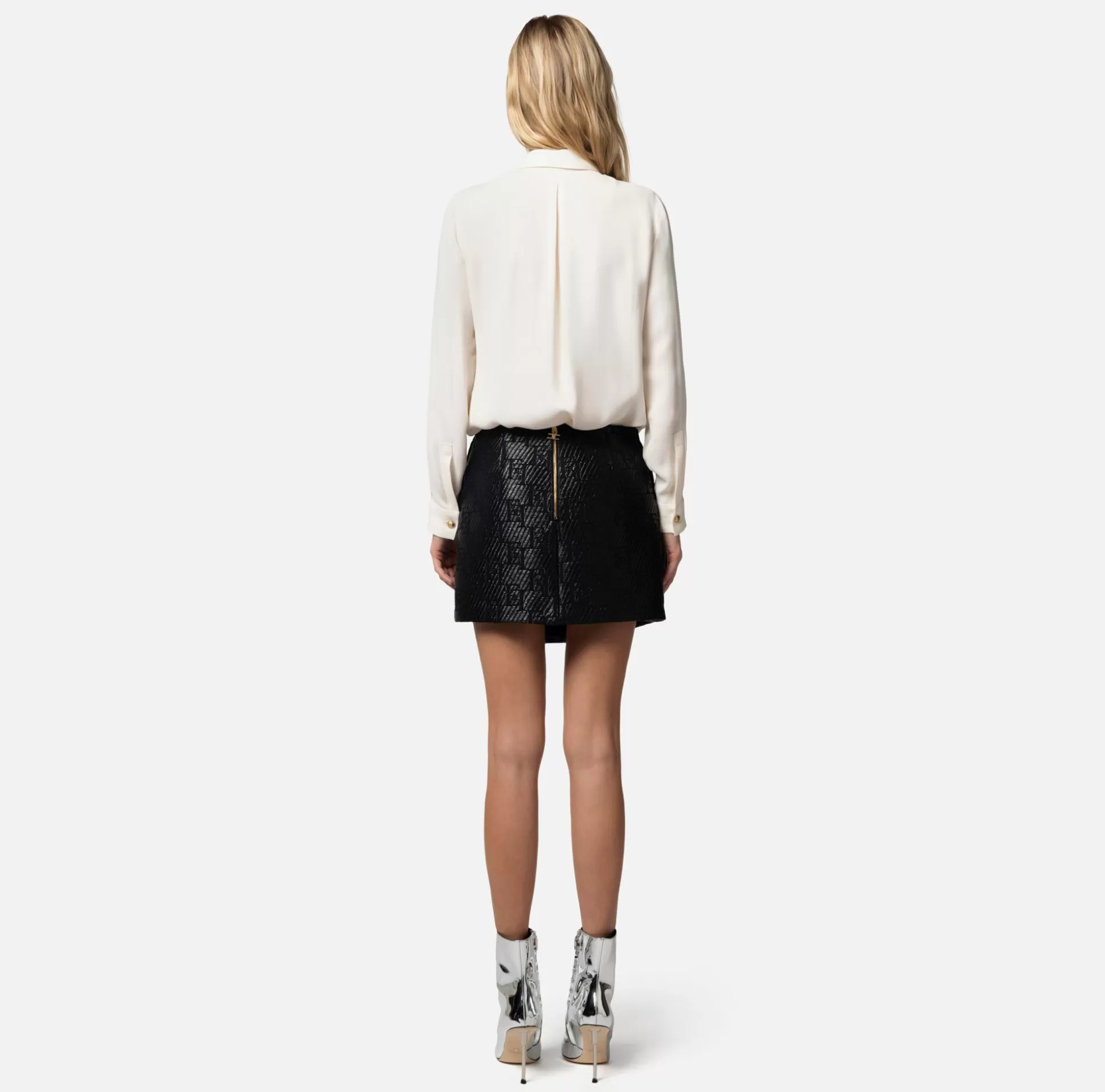 Elisabetta Franchi Camicie E Bluse^Camicia Dritta In Georgette Di Viscosa Con Cravatta Lettering