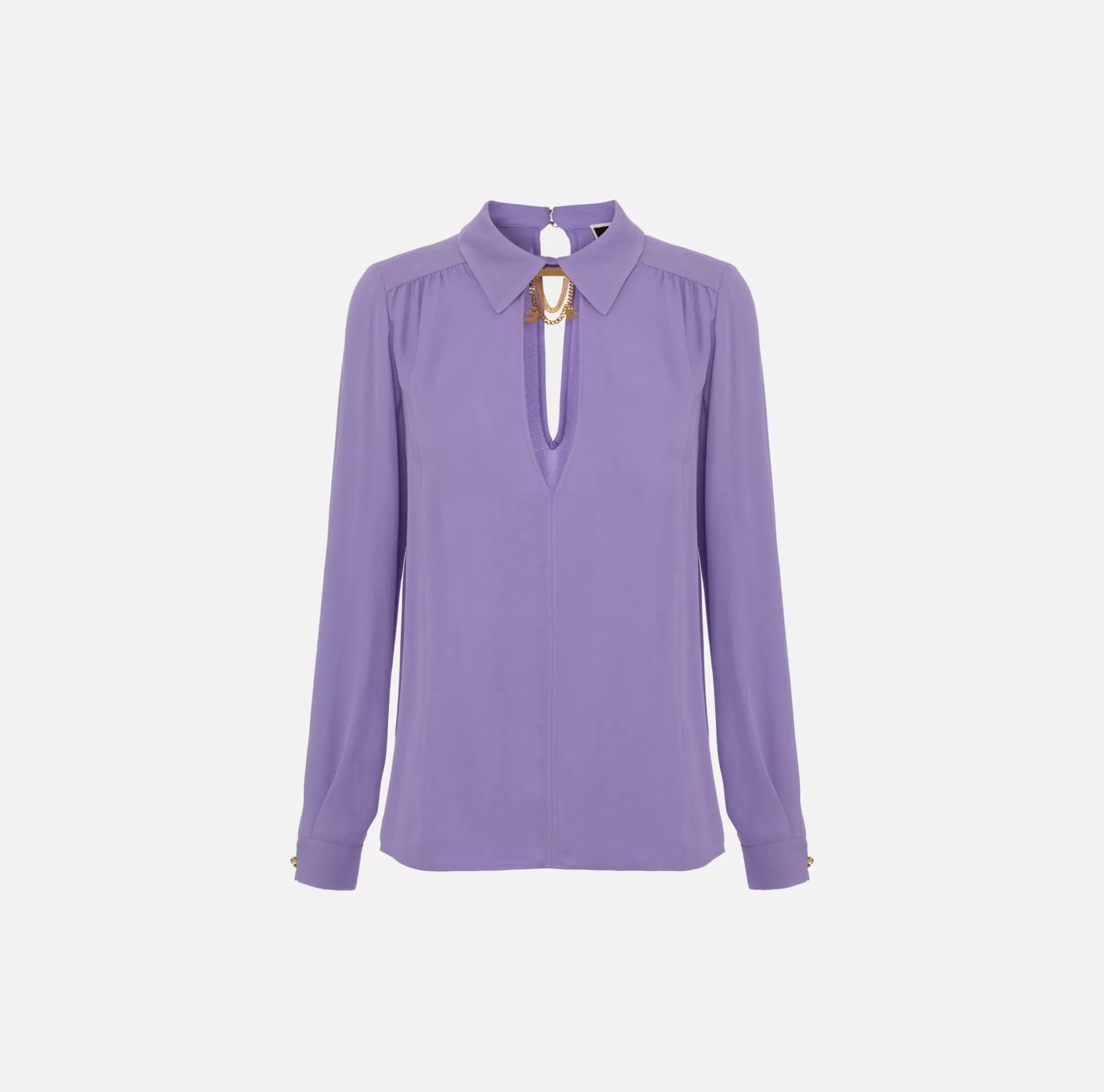 Elisabetta Franchi Camicie E Bluse^Camicia In Georgette Di Viscosa Con Accessorio Sul Collo