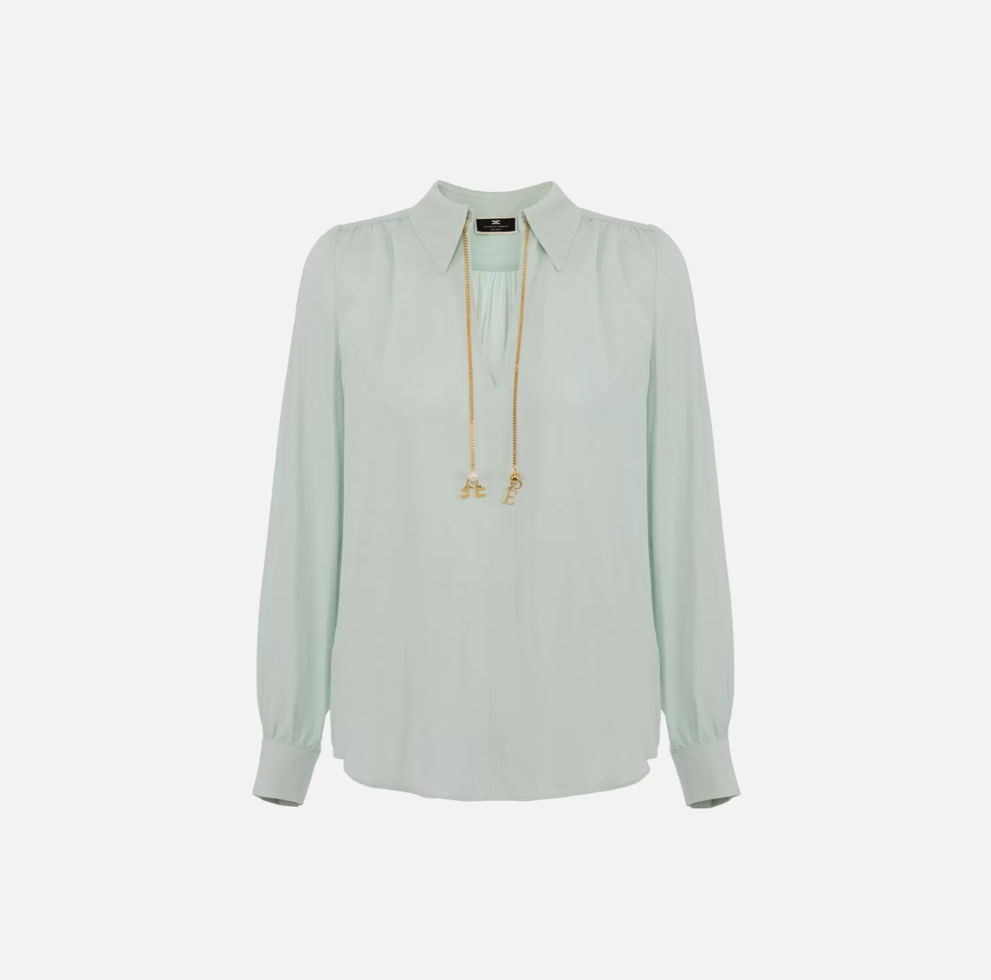 Elisabetta Franchi Camicie E Bluse^Camicia In Georgette Di Viscosa Con Accessorio Sul Collo