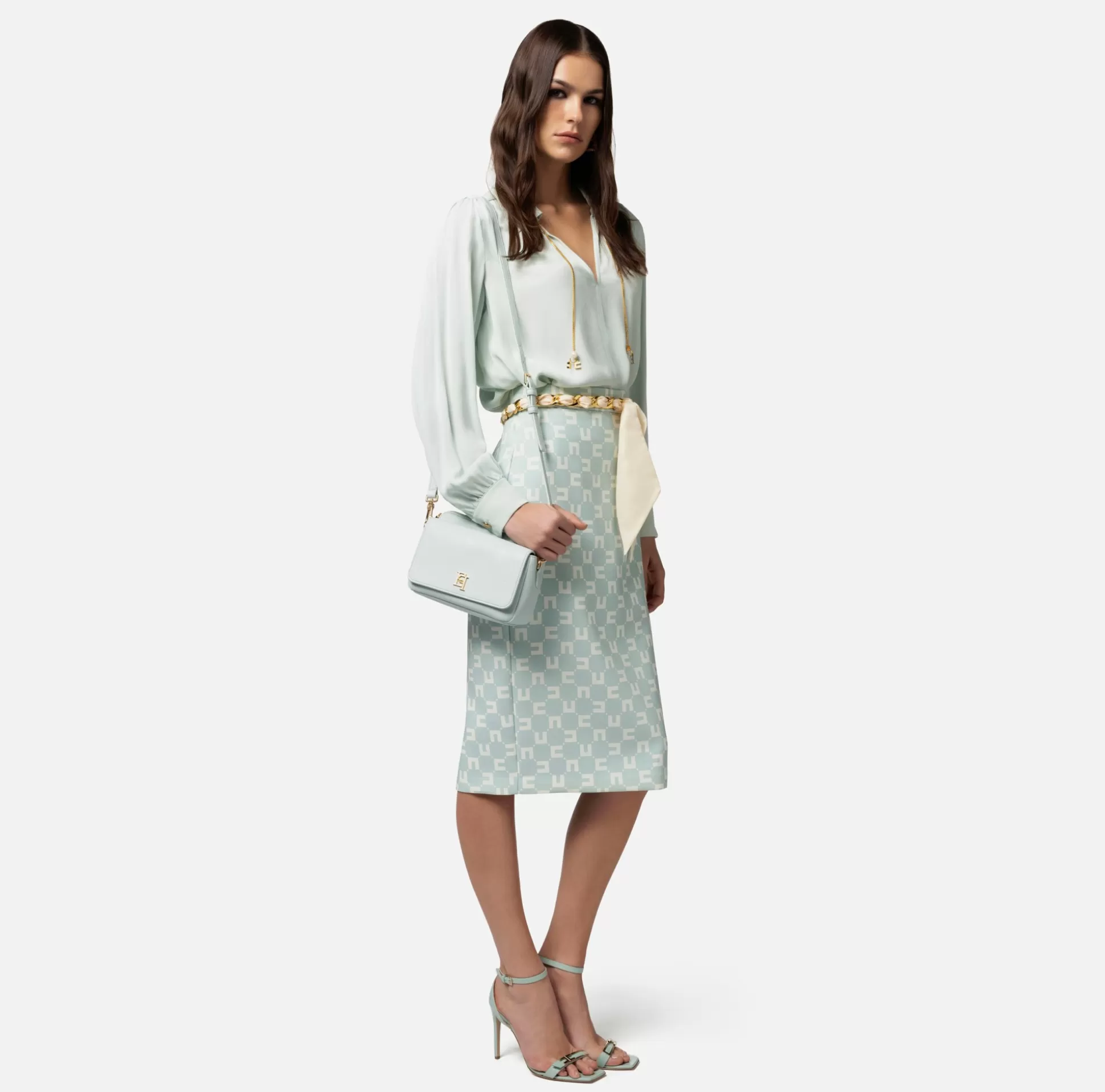Elisabetta Franchi Camicie E Bluse^Camicia In Georgette Di Viscosa Con Accessorio Sul Collo