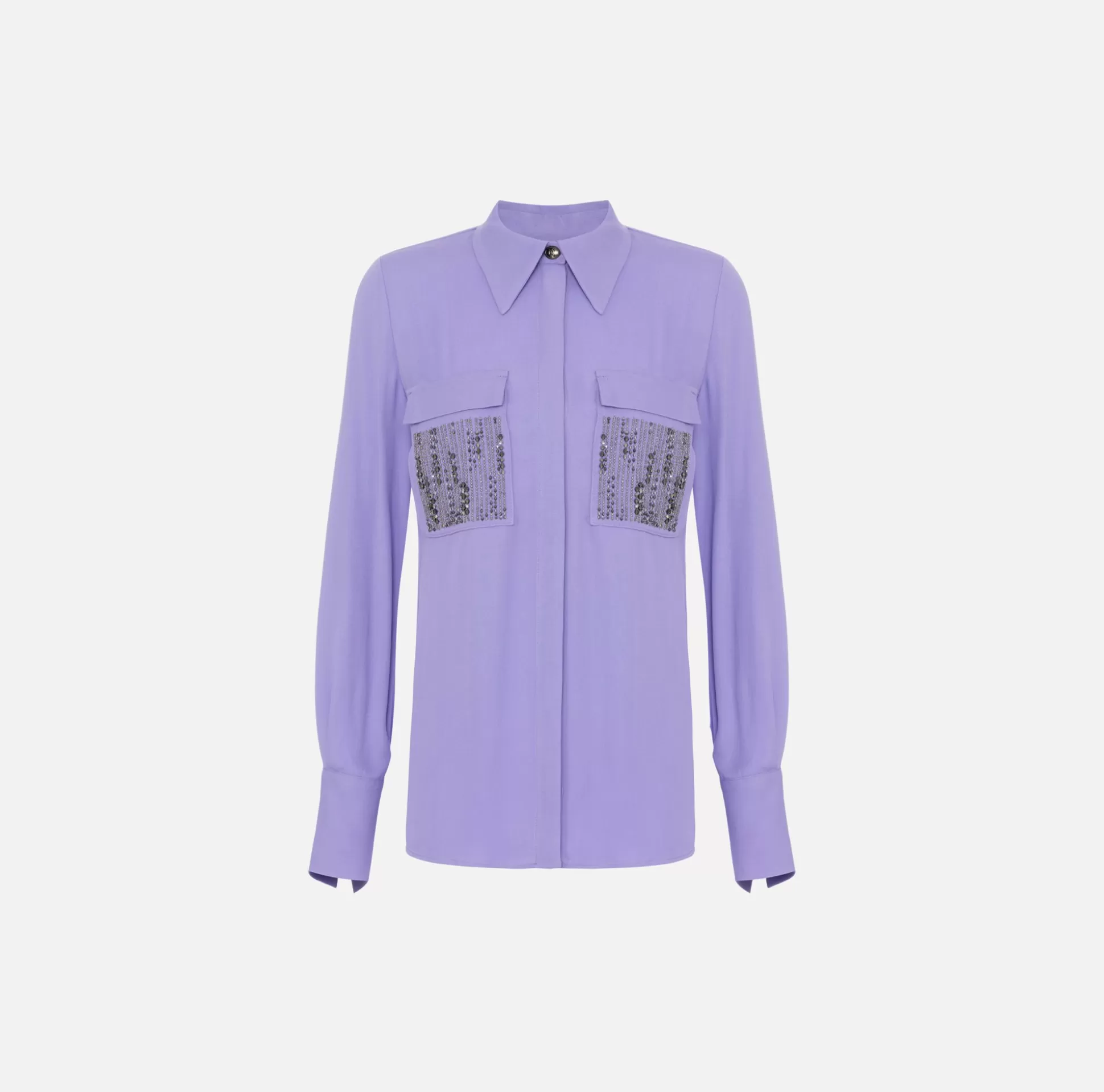 Elisabetta Franchi Camicie E Bluse^Camicia In Georgette Di Viscosa Con Tasche Ricamate