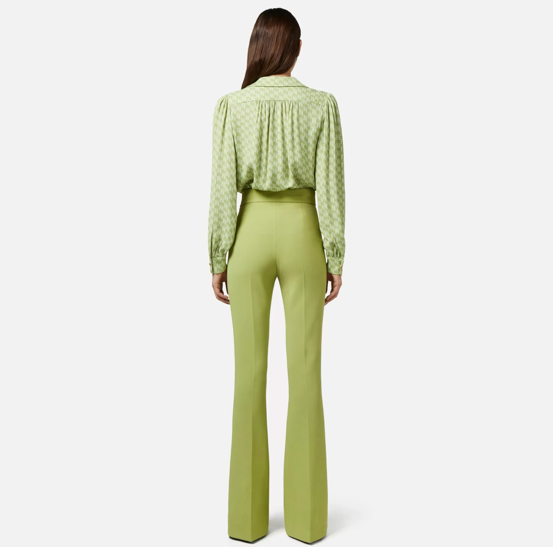Elisabetta Franchi Camicie E Bluse^Camicia In Georgette Di Viscosa Stampa Logo Con Accessorio Sul Collo