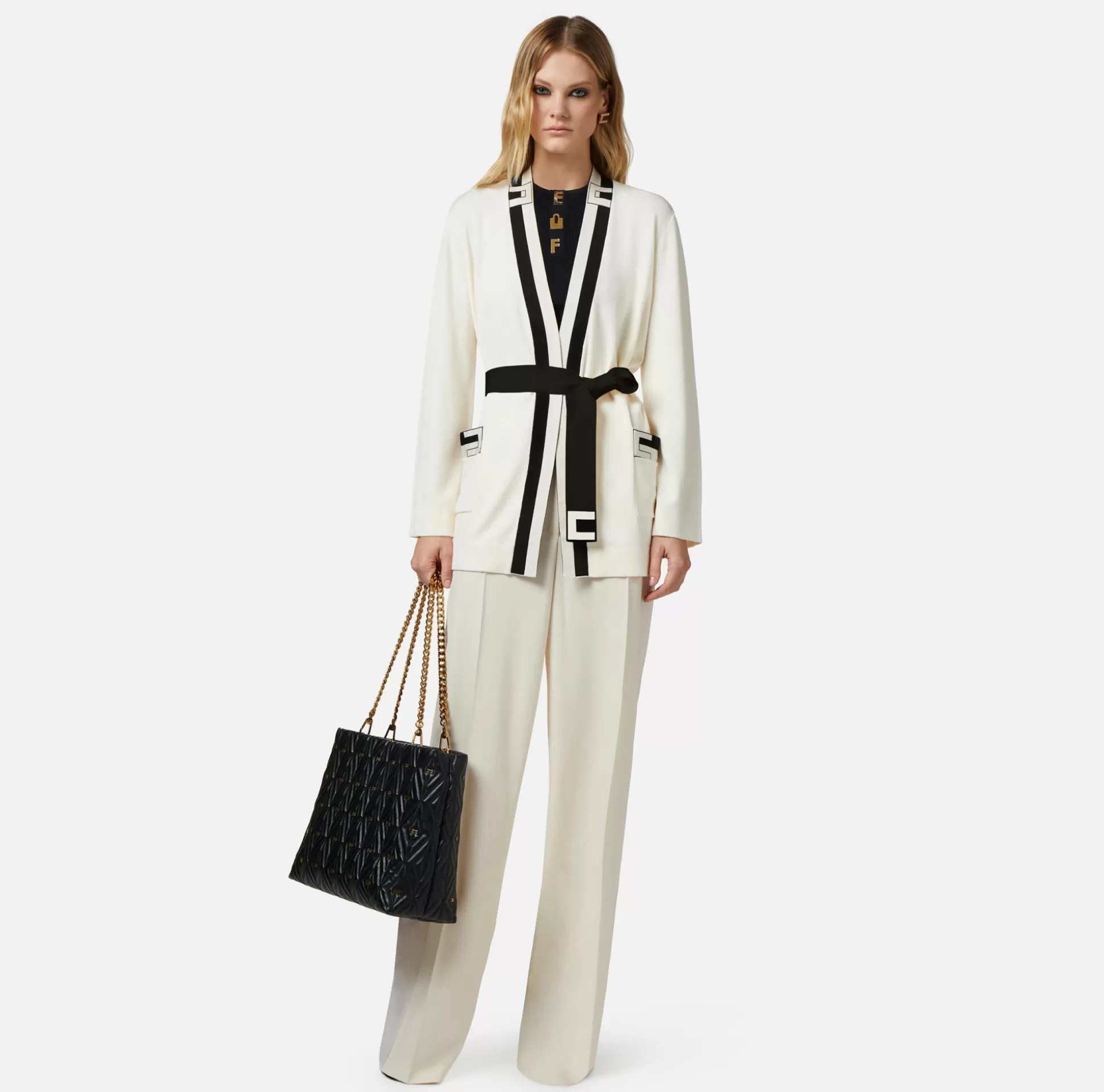 Elisabetta Franchi Maglieria E Felpe^Cardigan Kimono In Viscosa Jacquard