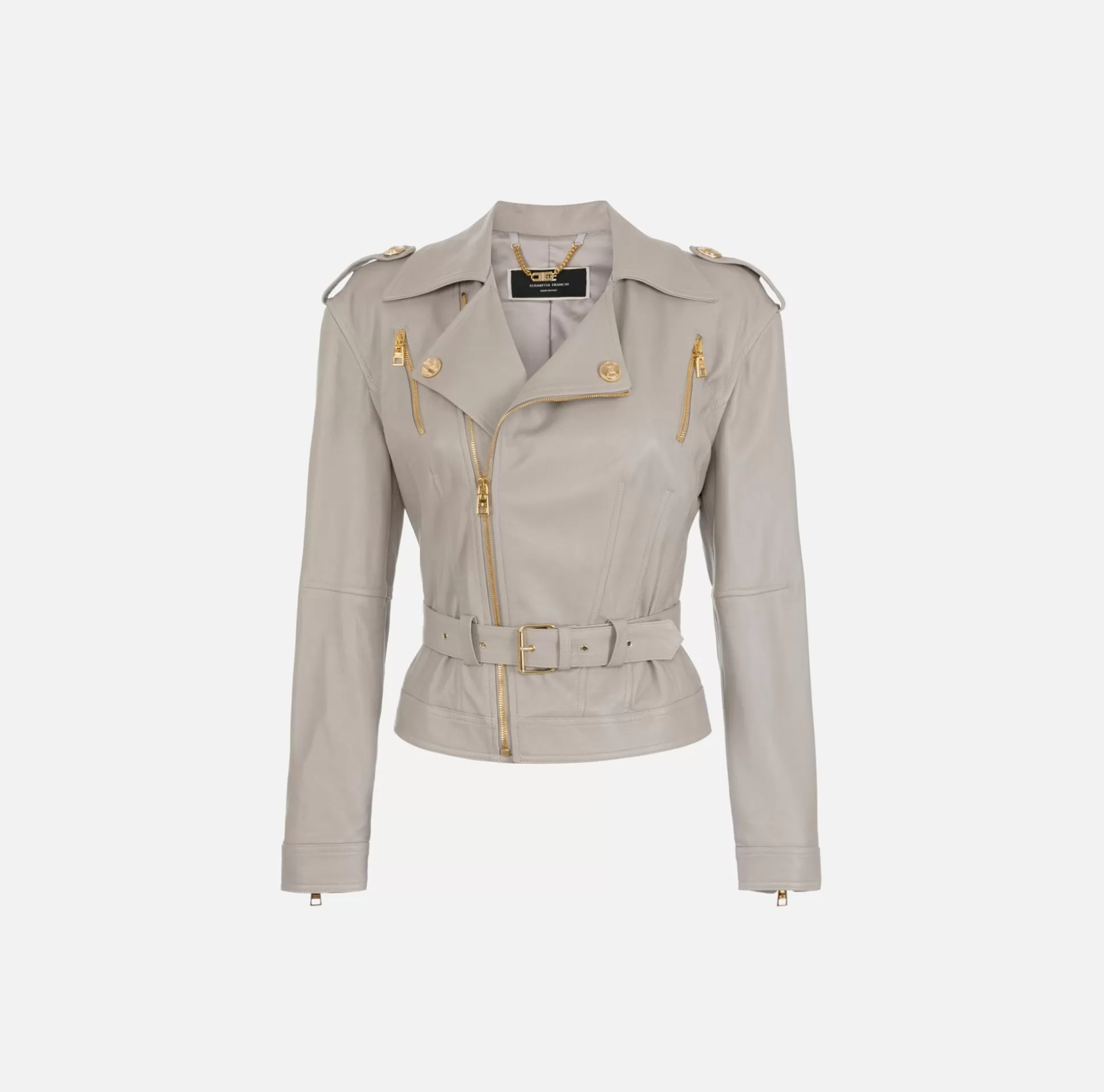 Elisabetta Franchi Giacche & Trench^Chiodo In Pelle Con Cintura