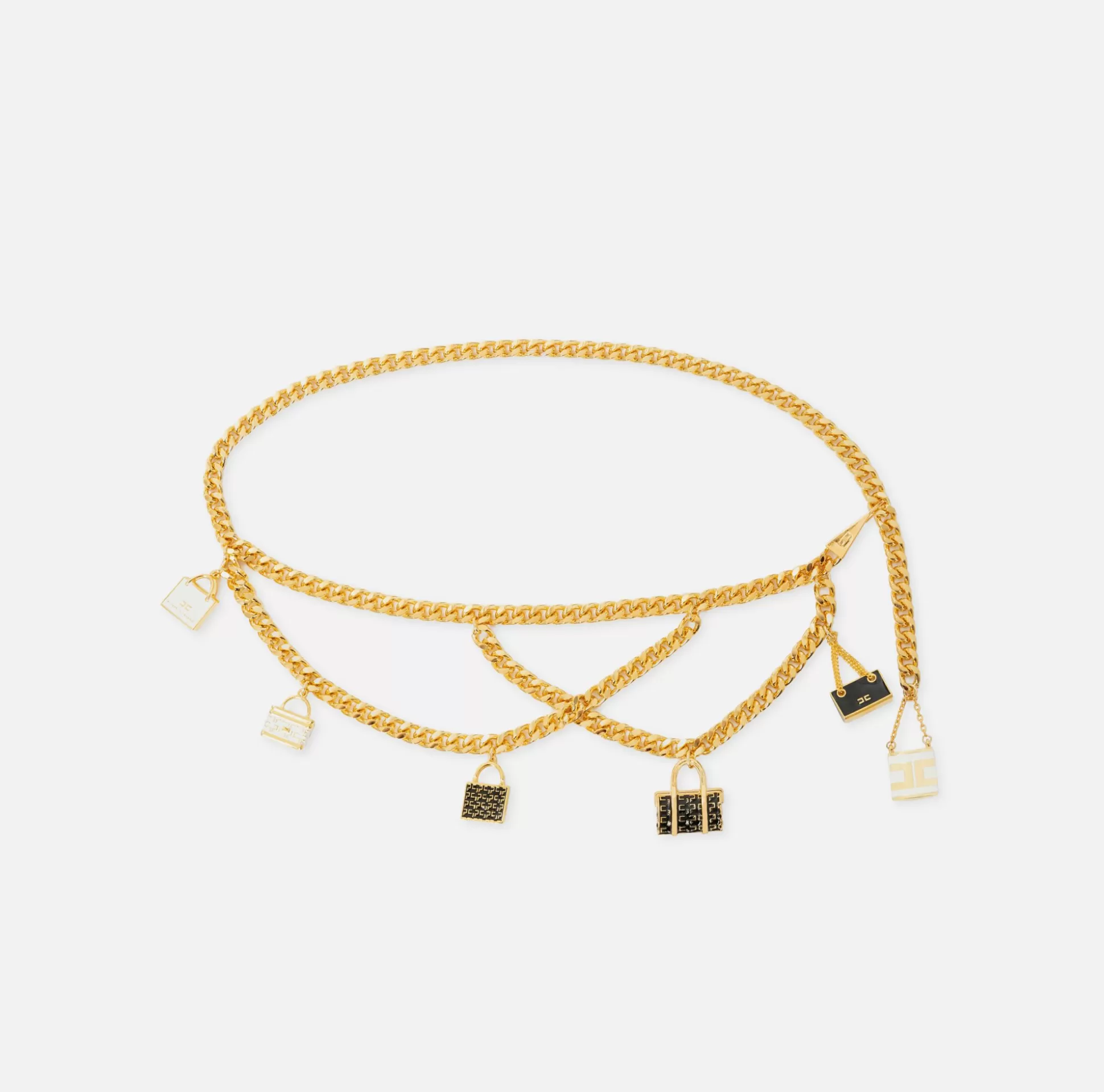 Elisabetta Franchi Mostra Tutti^Cintura Catena In Metallo Dorato Con Charms Borse