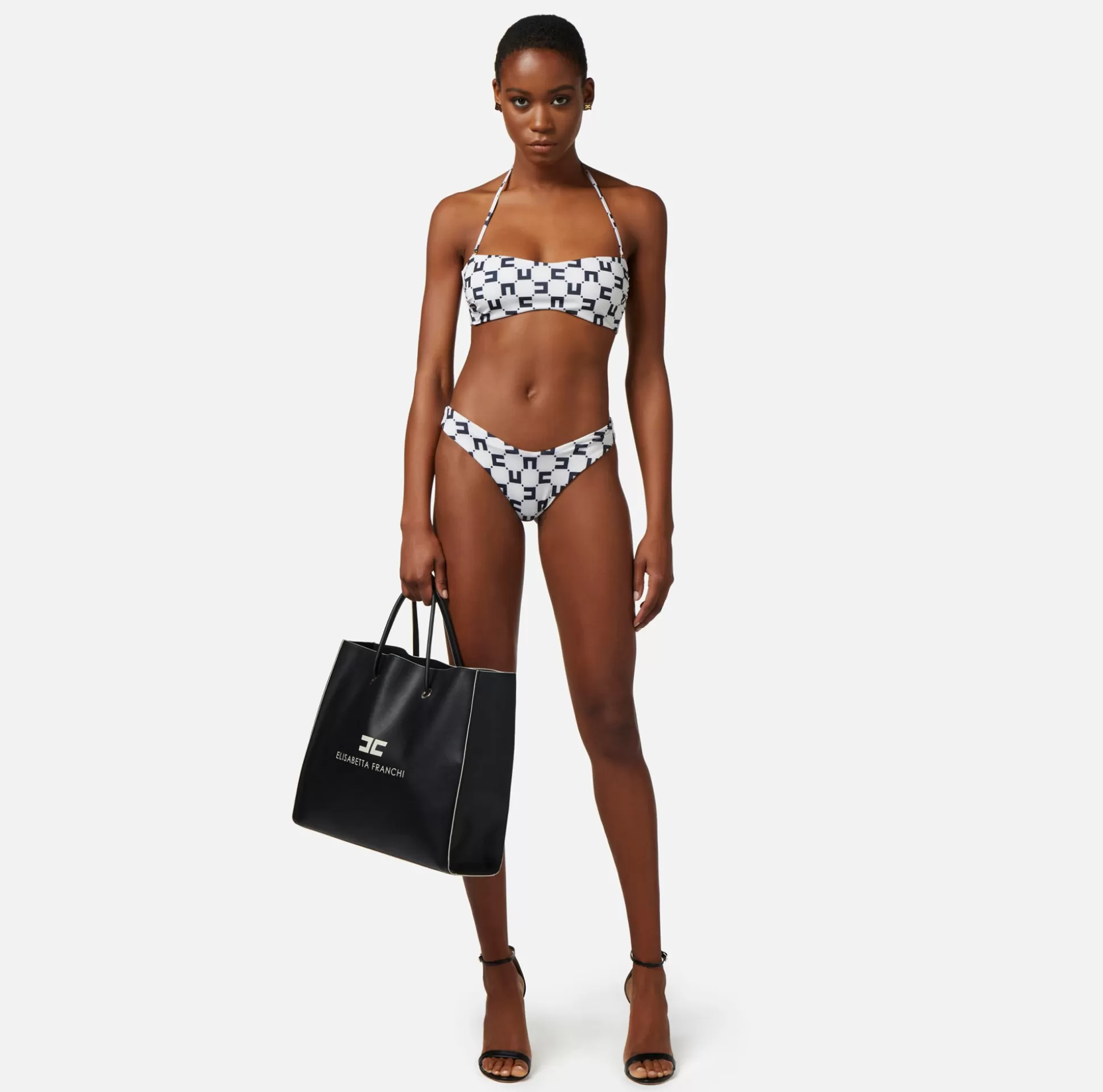 Elisabetta Franchi Beachwear^Costume A Due Pezzi In Lycra Stampa Logo Doppia C