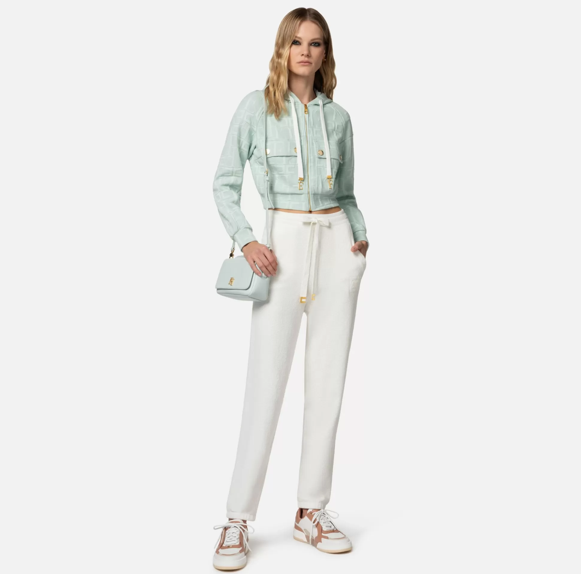 Elisabetta Franchi Maglieria E Felpe^Felpa In Cotone Jacquard Con Cappuccio E Zip