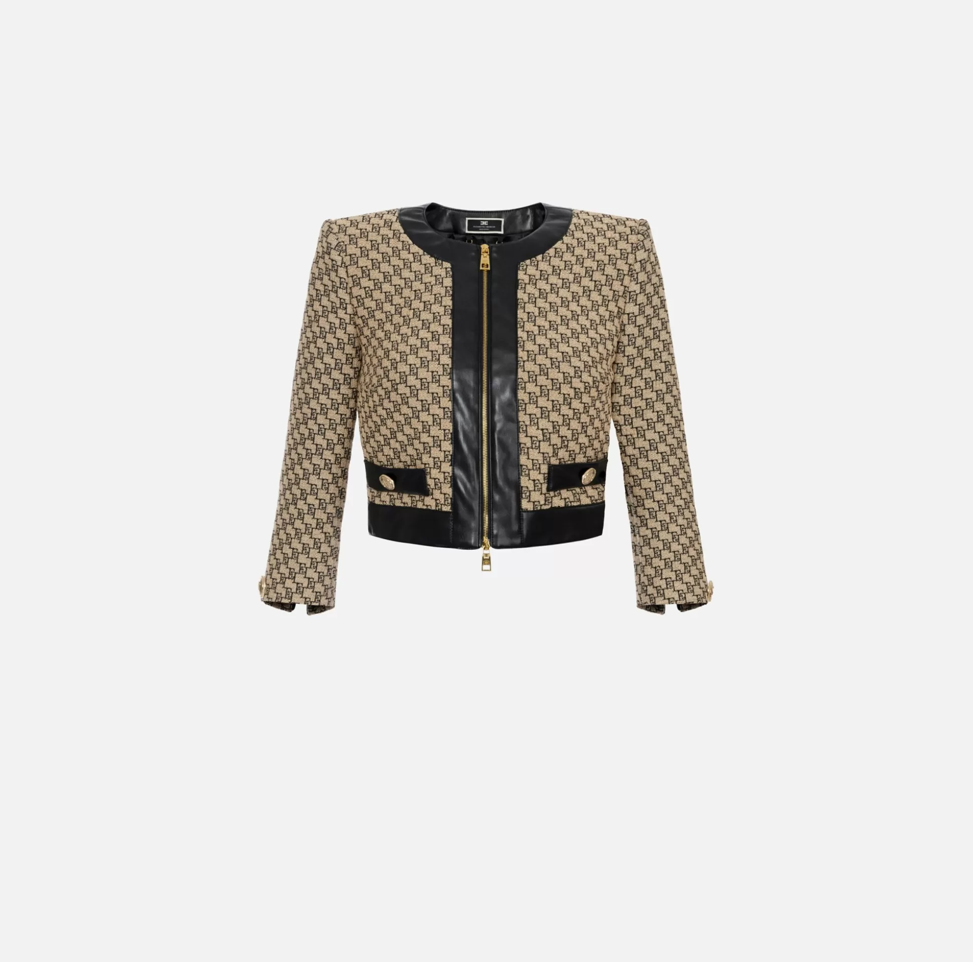 Elisabetta Franchi Giacche & Trench^Giacca Cropped In Rafia Jaquard