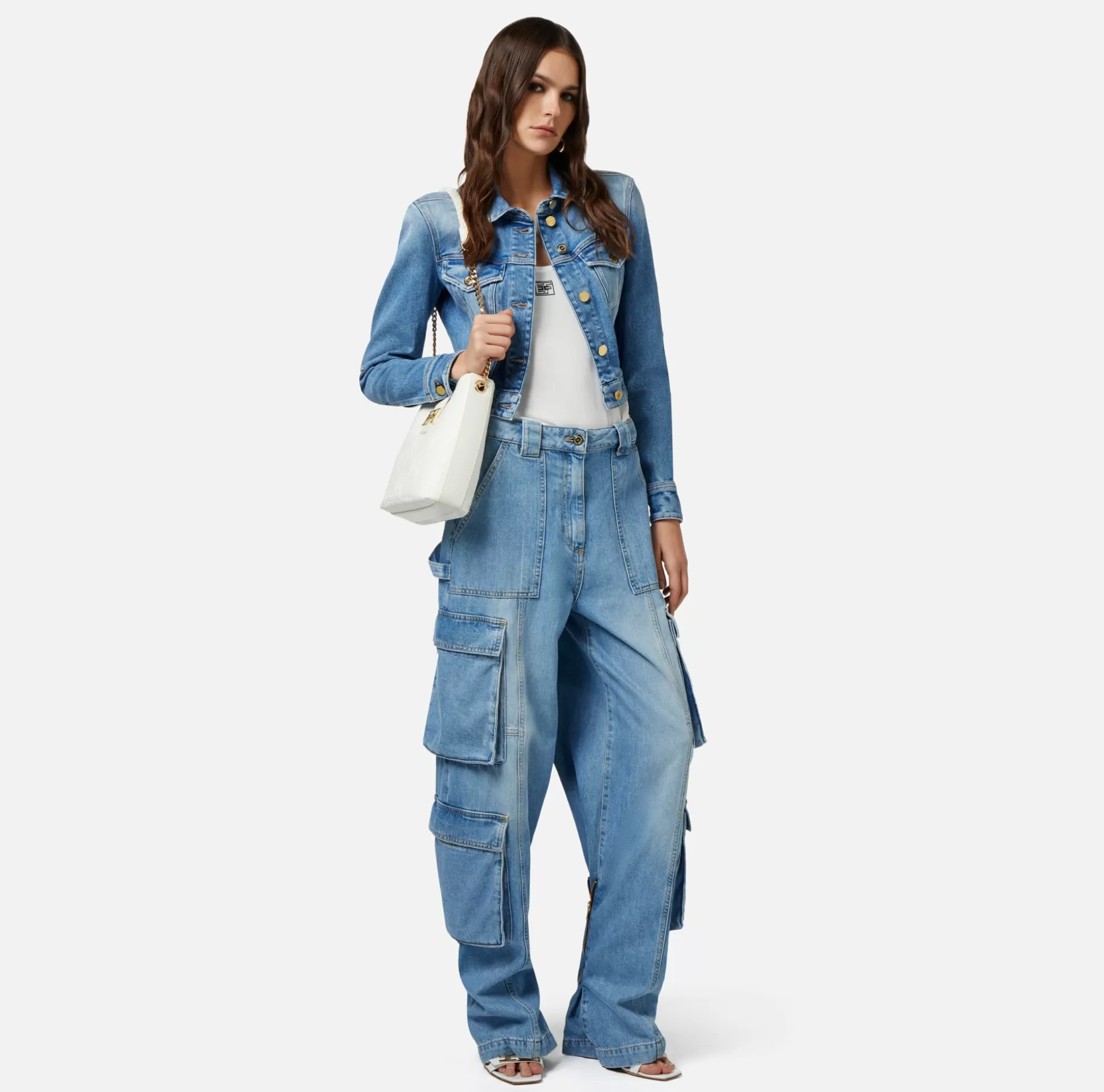 Elisabetta Franchi Giacche & Trench^Giubbotto Cropped In Denim