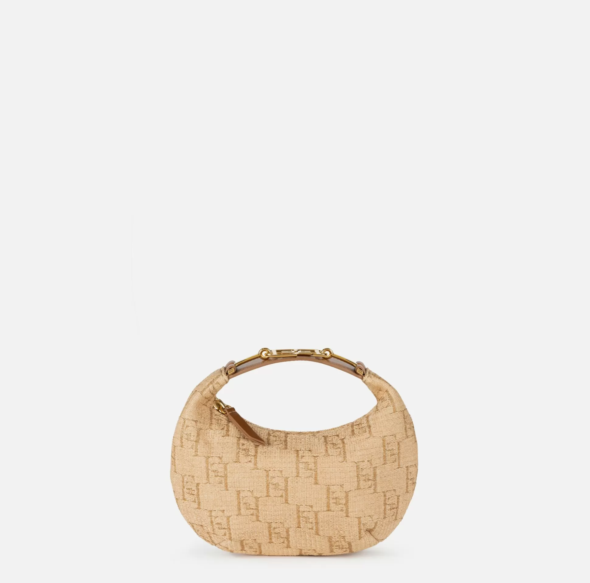 Elisabetta Franchi Borse A Mano^Hobo Piccola In Rafia Jacquard Con Morsetto In Metallo