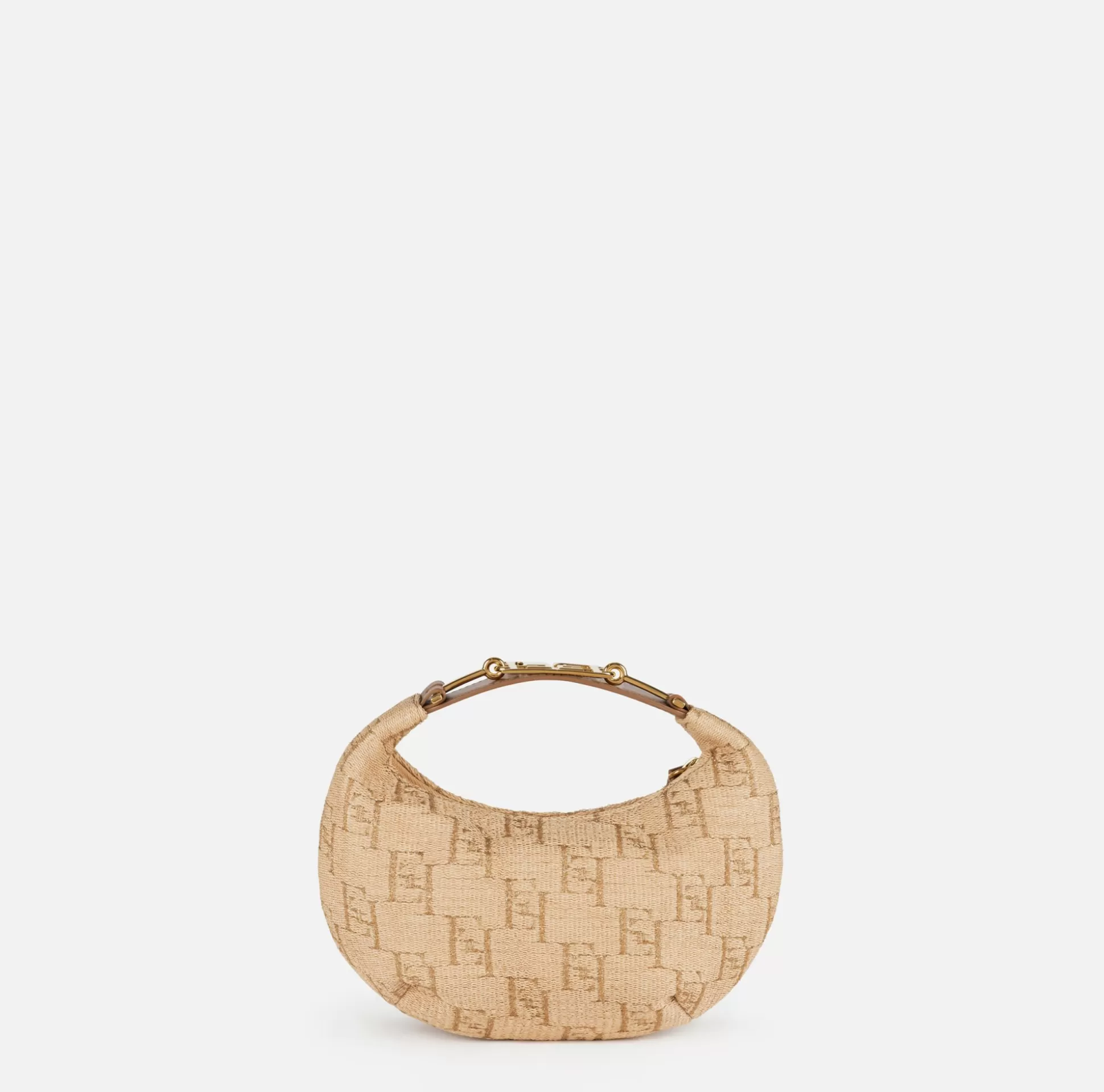 Elisabetta Franchi Borse A Mano^Hobo Piccola In Rafia Jacquard Con Morsetto In Metallo