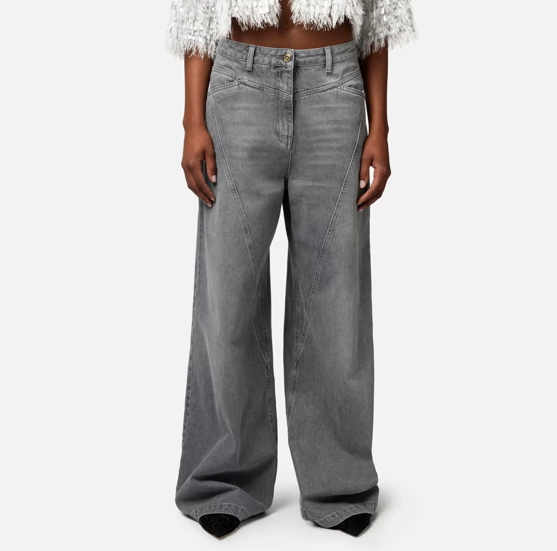 Elisabetta Franchi Jeans^Jeans A Palazzo Con Tagli Diagonali