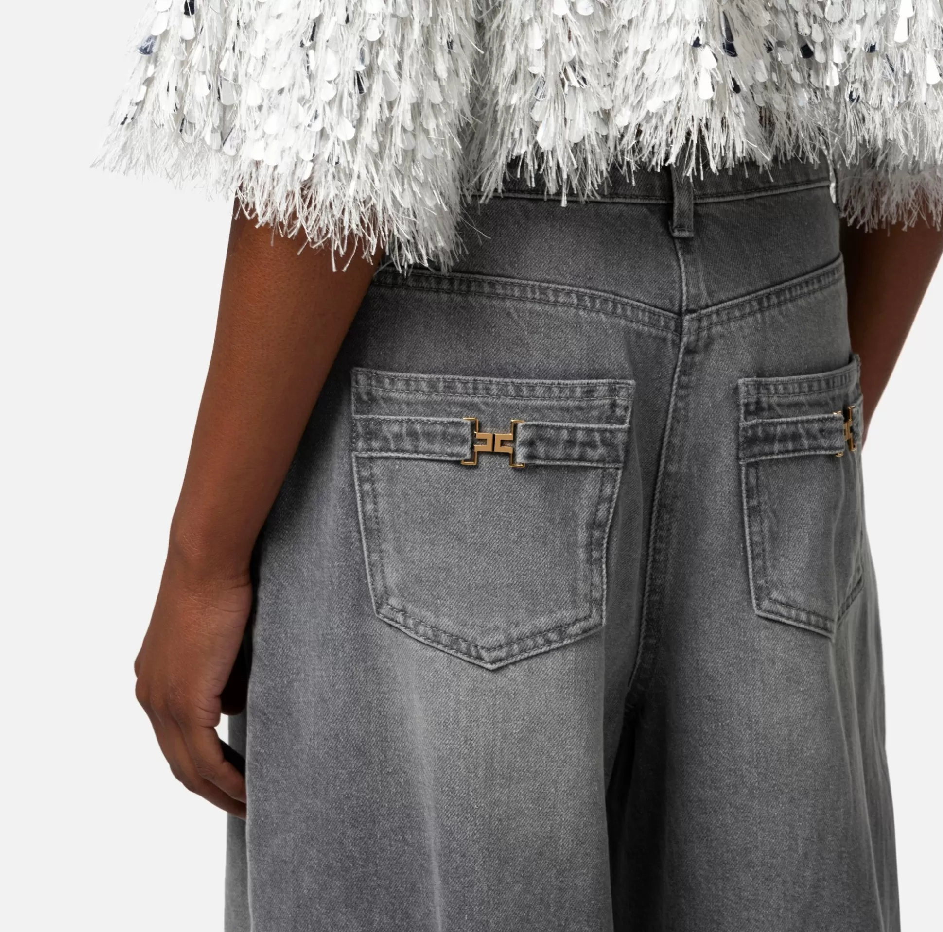 Elisabetta Franchi Jeans^Jeans A Palazzo Con Tagli Diagonali