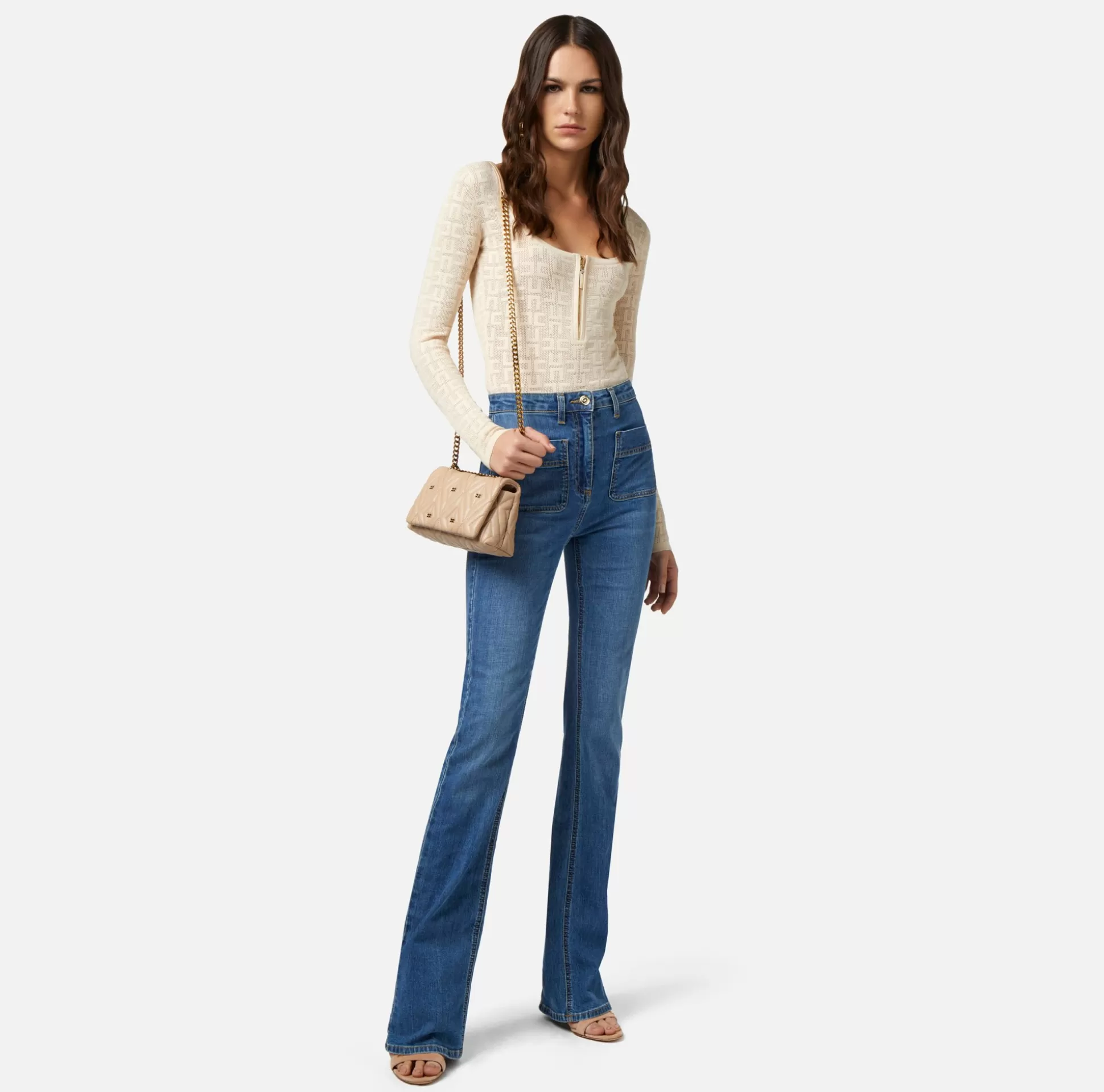 Elisabetta Franchi Jeans^Jeans A Zampetta Con Placche Logo