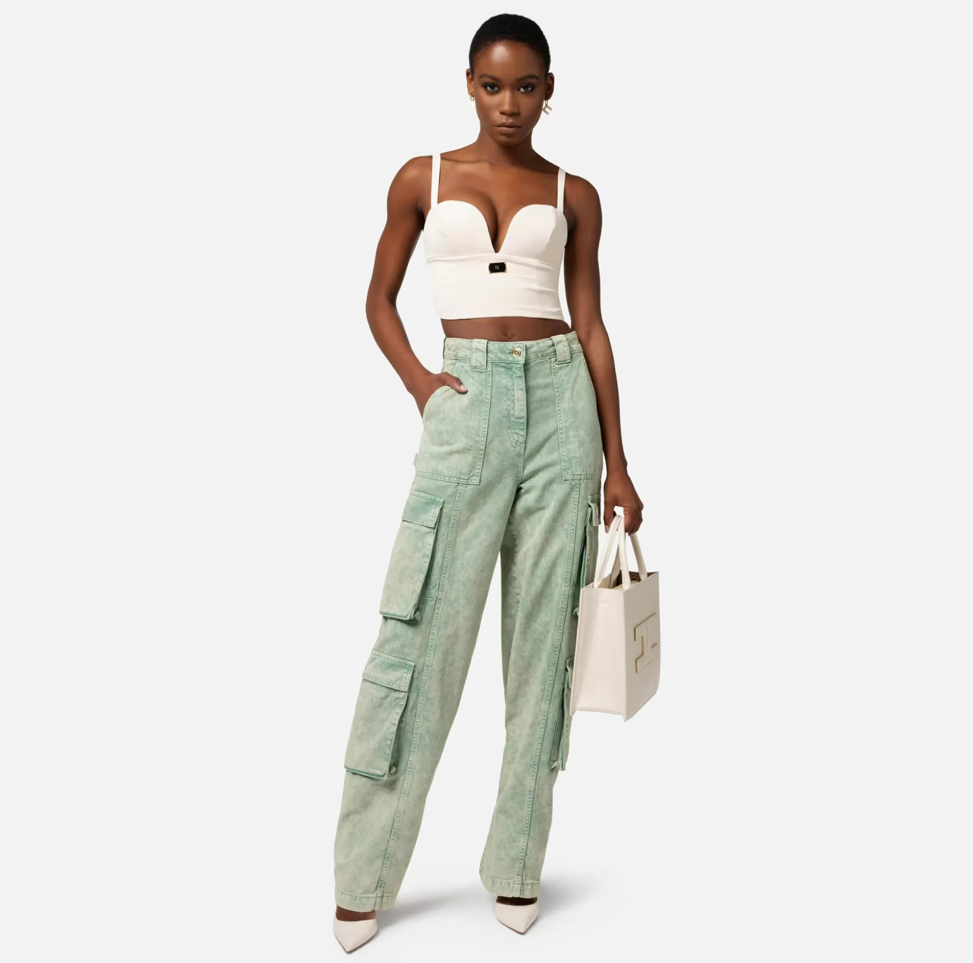 Elisabetta Franchi Jeans^Jeans Cargo Colorato Con Zip Posteriore