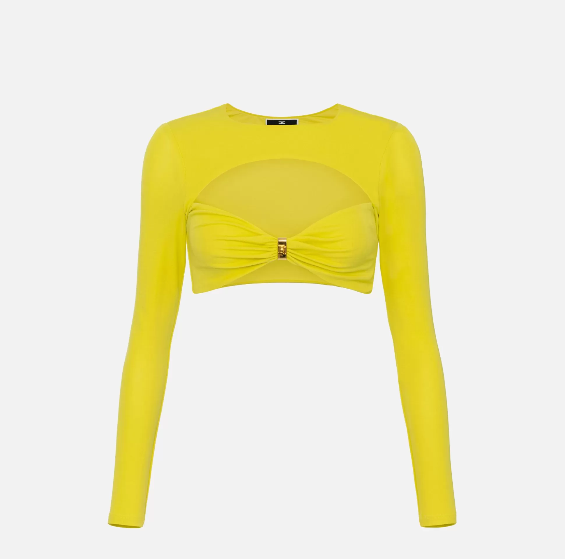 Elisabetta Franchi Top, T-Shirt & Body^Maglia Cropped In Jersey Con Cut Out