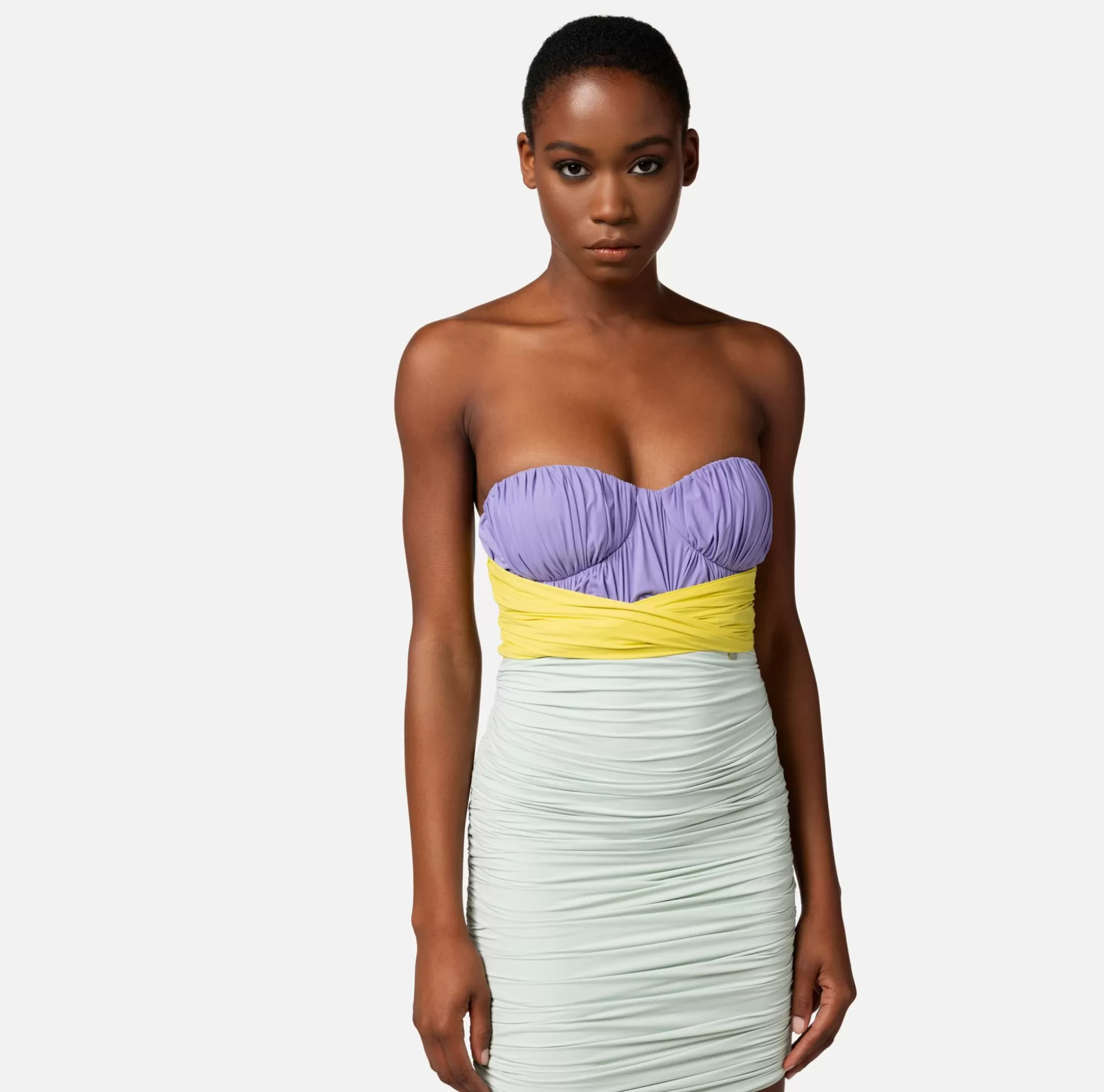 Elisabetta Franchi Abiti^Miniabito In Jersey Tricolor Drappeggiato