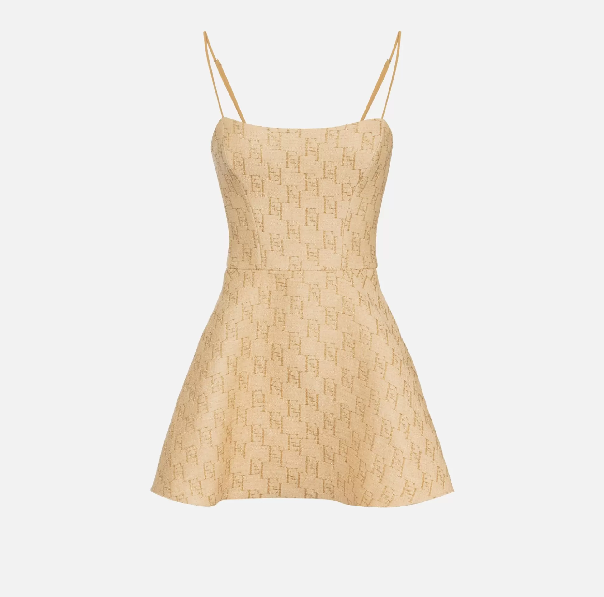 Elisabetta Franchi Abiti^Miniabito In Rafia Jacquard Con Logo Lurex