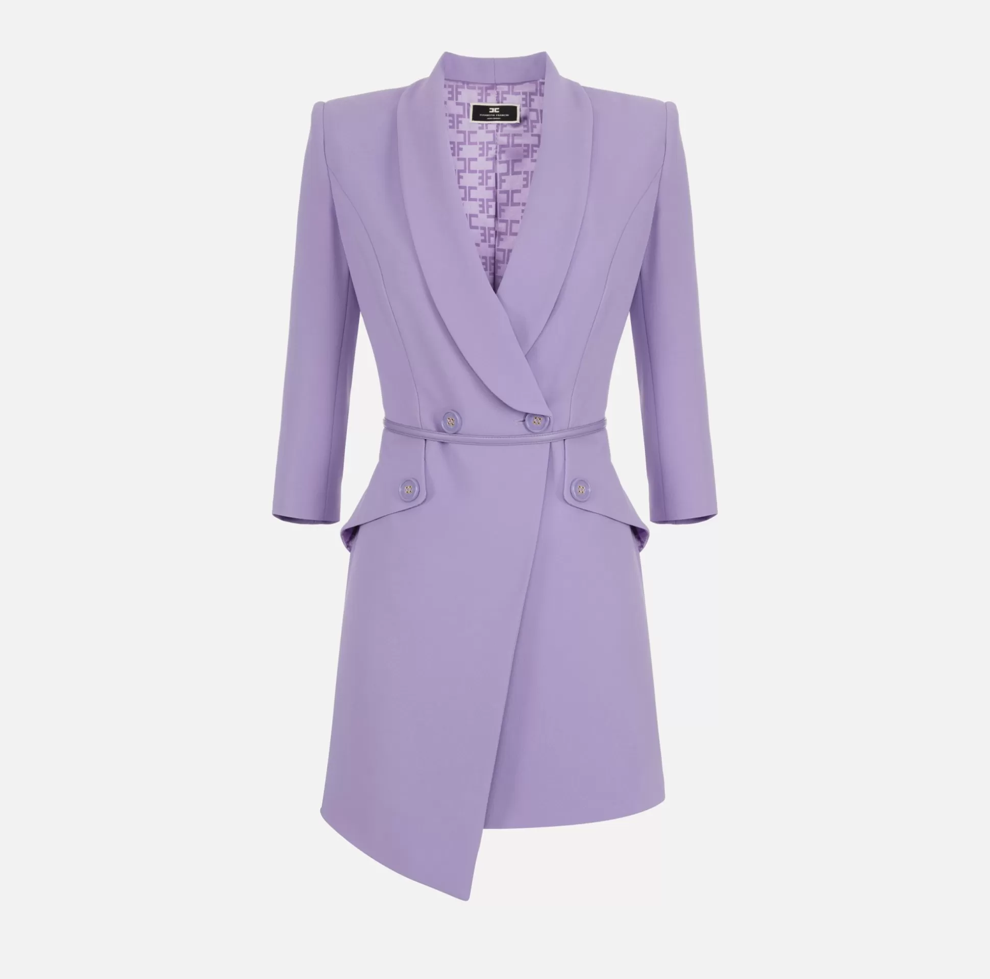 Elisabetta Franchi Abiti^Robe Manteau In Crepe Stretch Asimmetrico