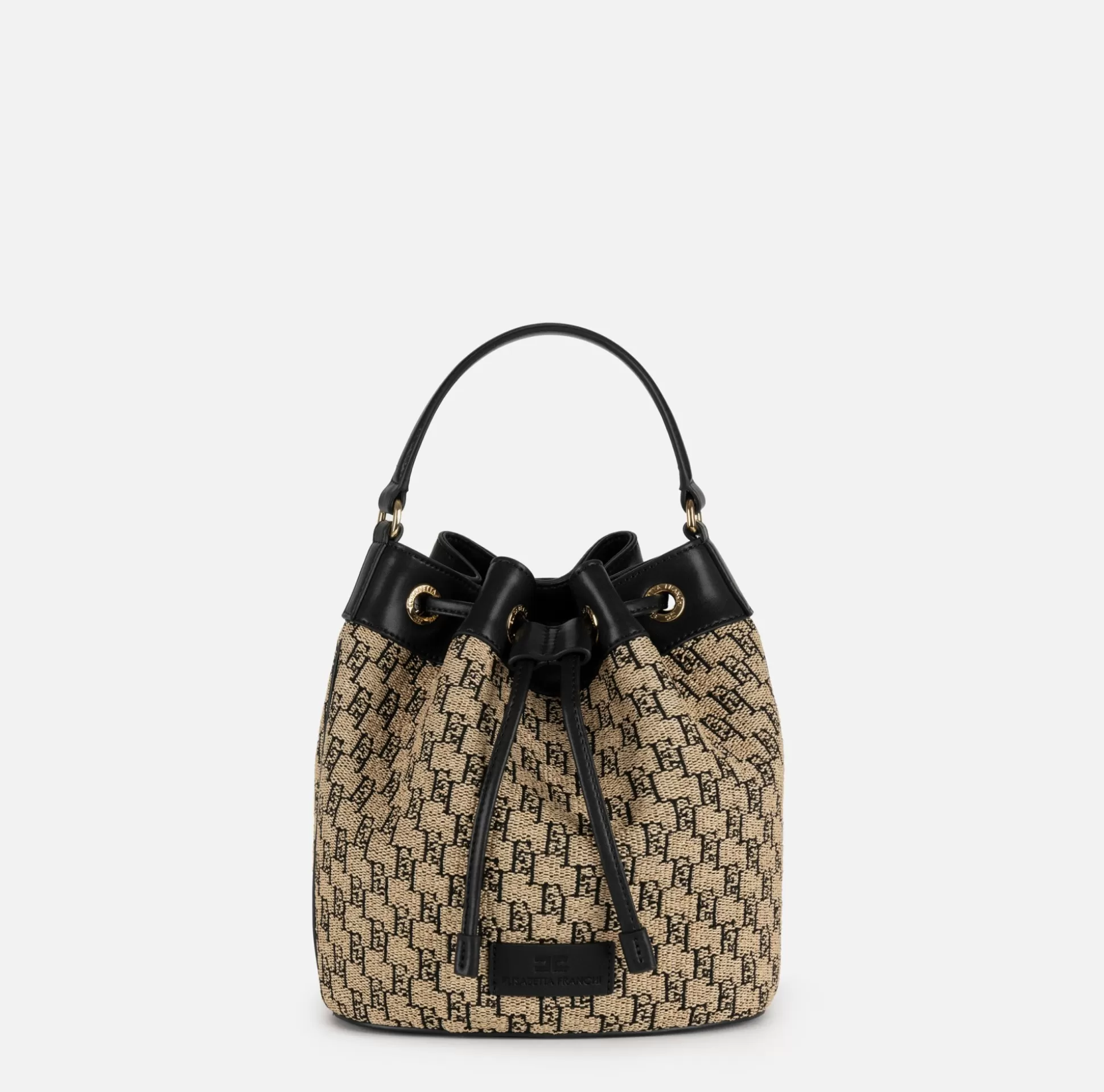 Elisabetta Franchi Borse A Tracolla^Secchiello In Rafia Jacquard