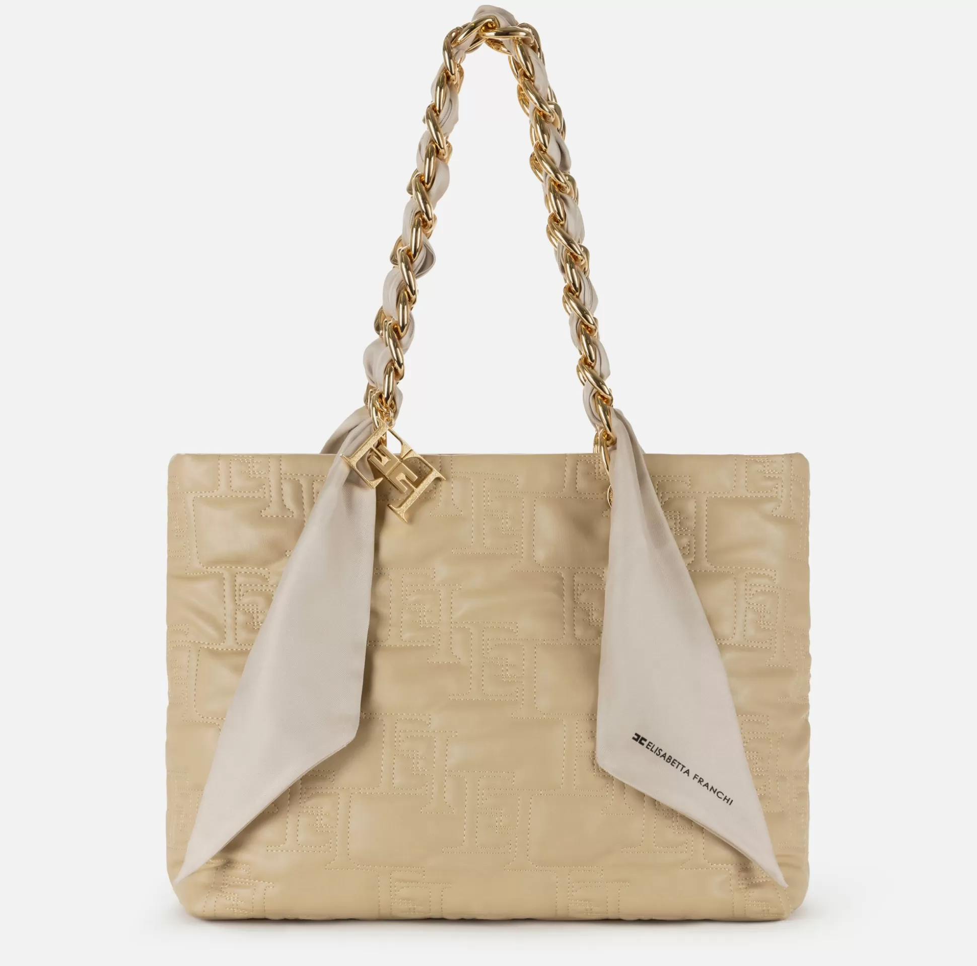 Elisabetta Franchi Borse A Spalla^Shopper Grande Con Catena Foulard