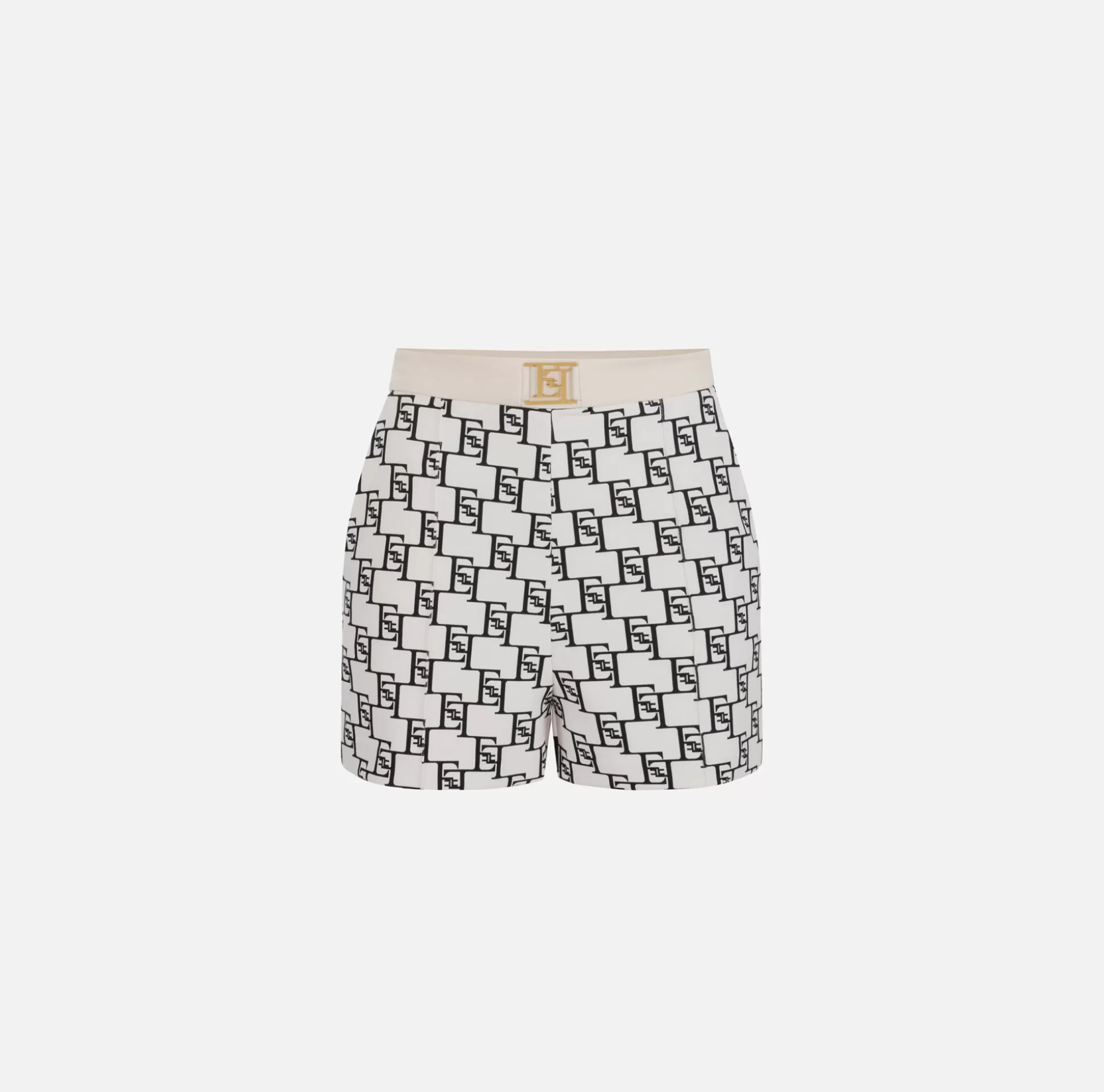 Elisabetta Franchi Pantaloni E Shorts^Short In Crepe Stampato Con Placca Logo