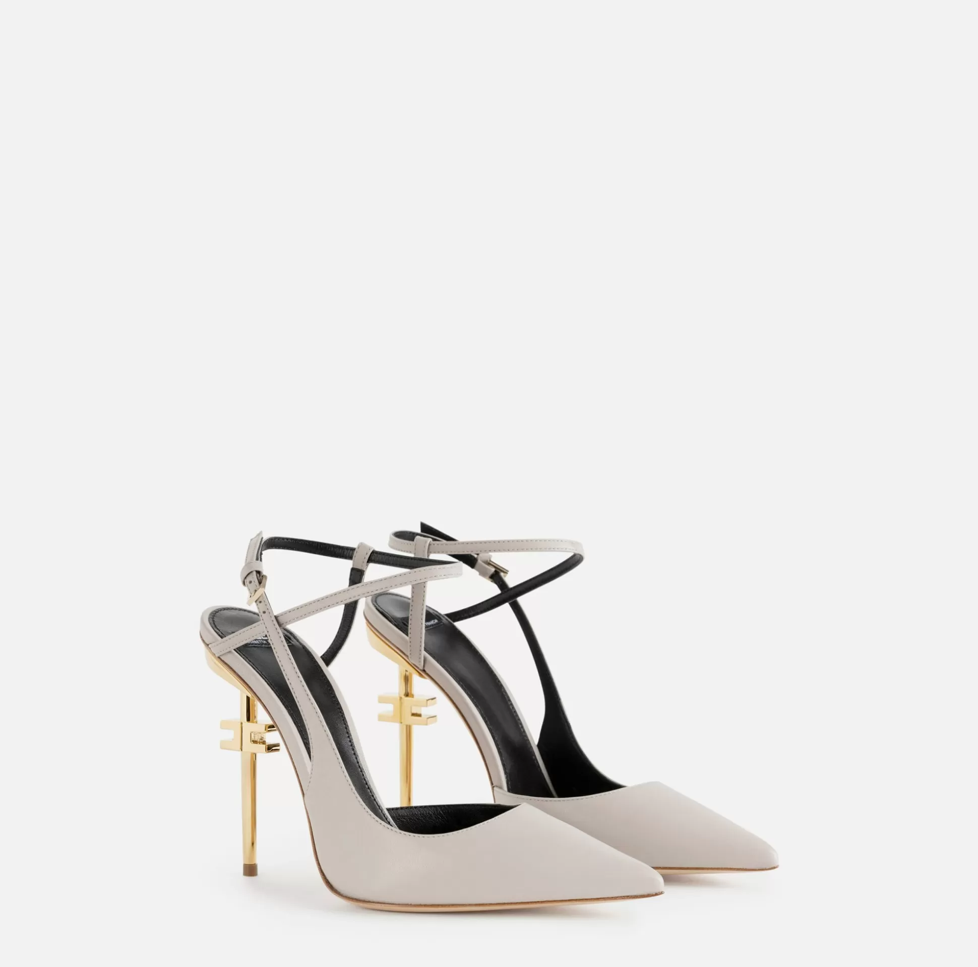 Elisabetta Franchi Decollete^Slingback In Pelle Con Tacco Logato