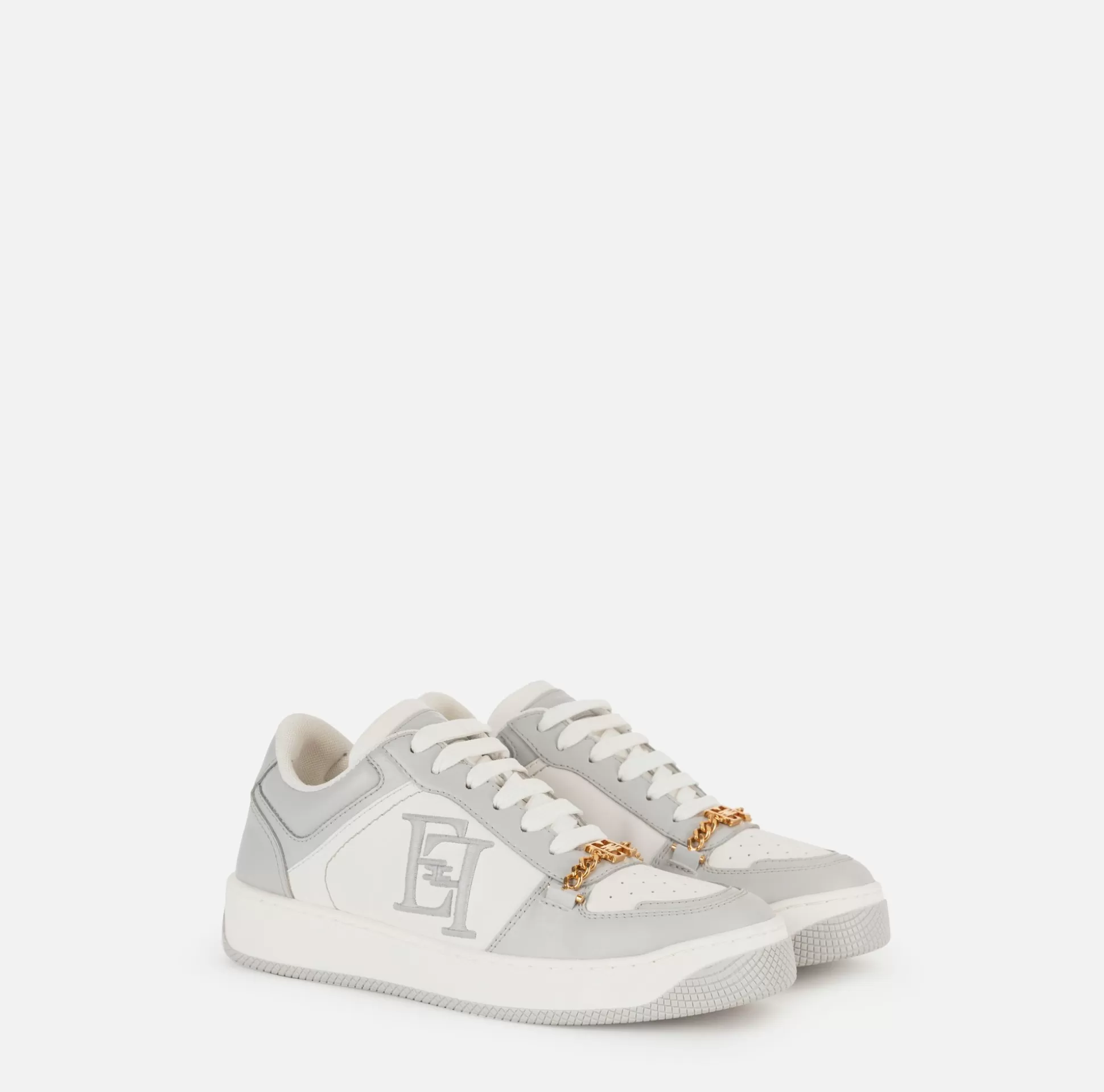 Elisabetta Franchi Sneakers E Scarpe Basse^Sneakers In Pelle Con Logo Ricamato