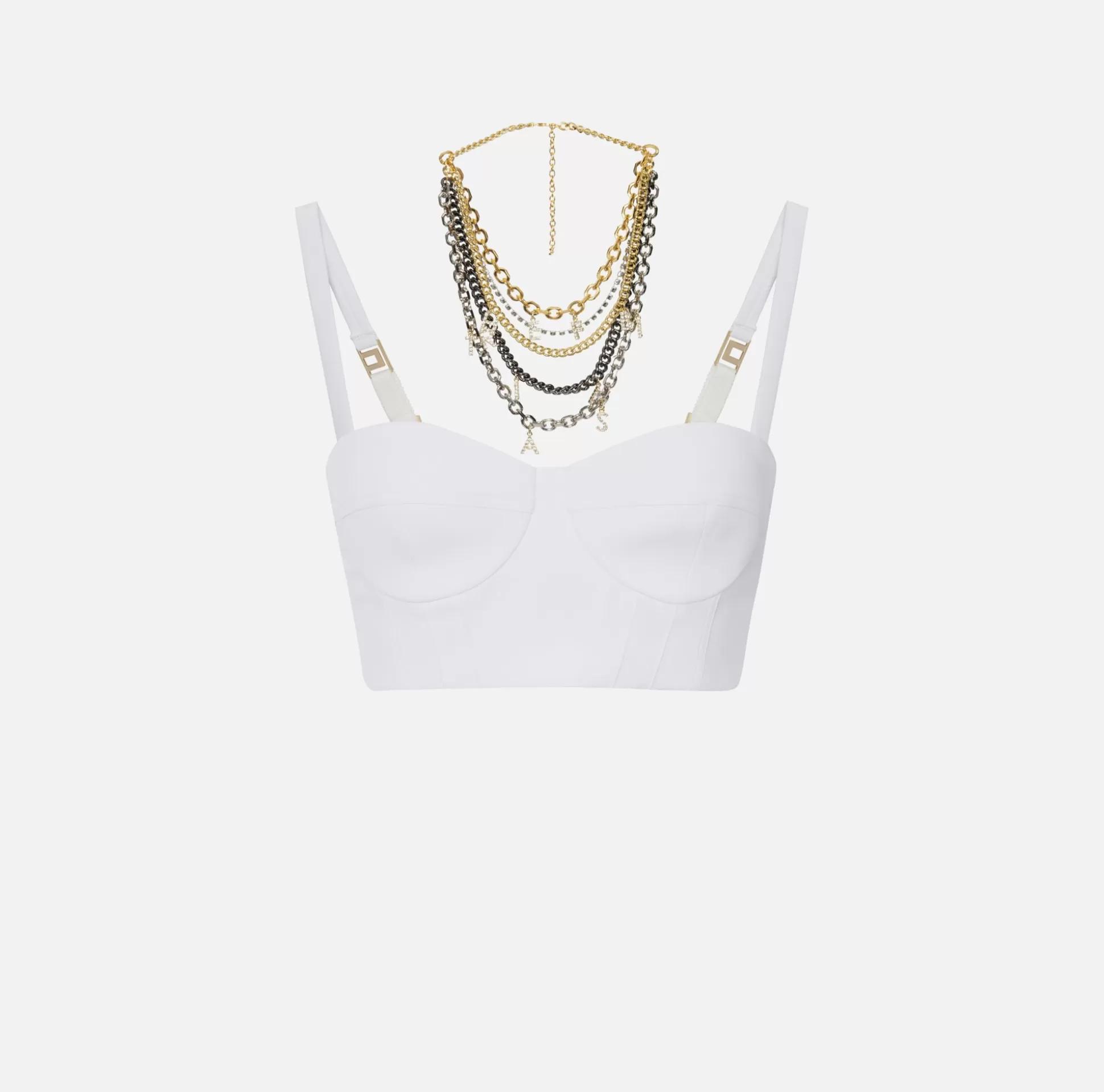 Elisabetta Franchi Top, T-Shirt & Body^Top Bustier In Doppio Crepe Stretch Con Collana