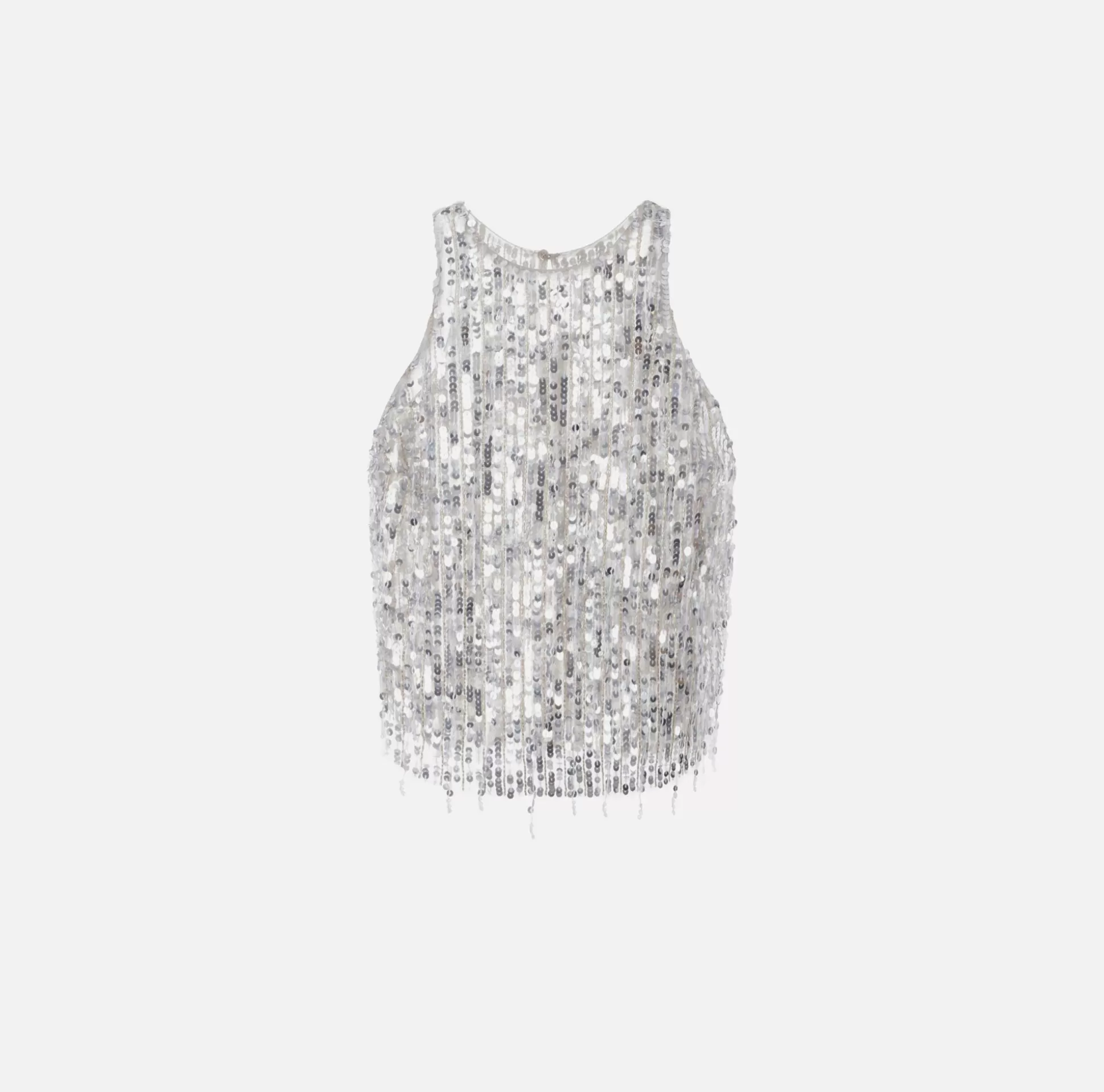 Elisabetta Franchi Top, T-Shirt & Body^Top Cropped In Tulle Con Frange Di Perline E Paillettes