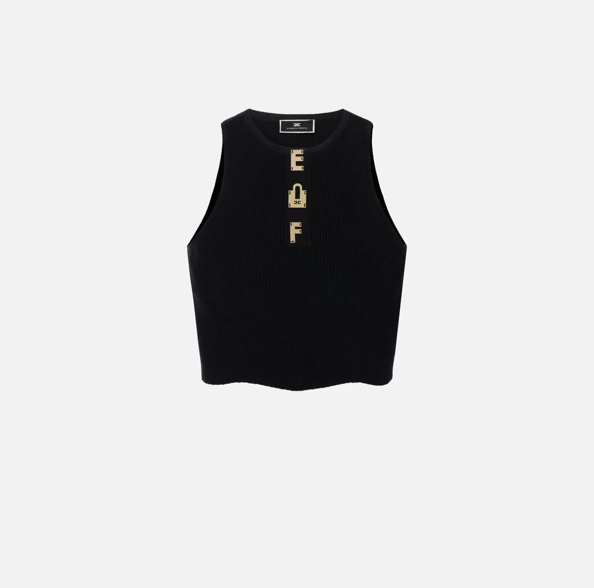 Elisabetta Franchi Top, T-Shirt & Body^Top Cropped In Viscosa Con Lettering