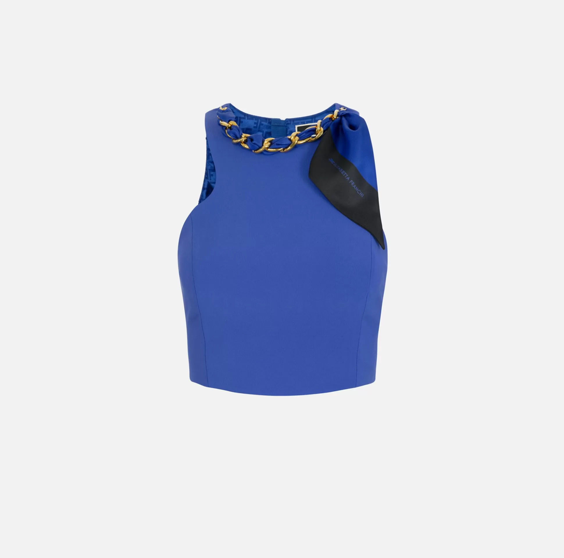 Elisabetta Franchi Top, T-Shirt & Body^Top In Crepe Stretch Con Catena Foulard