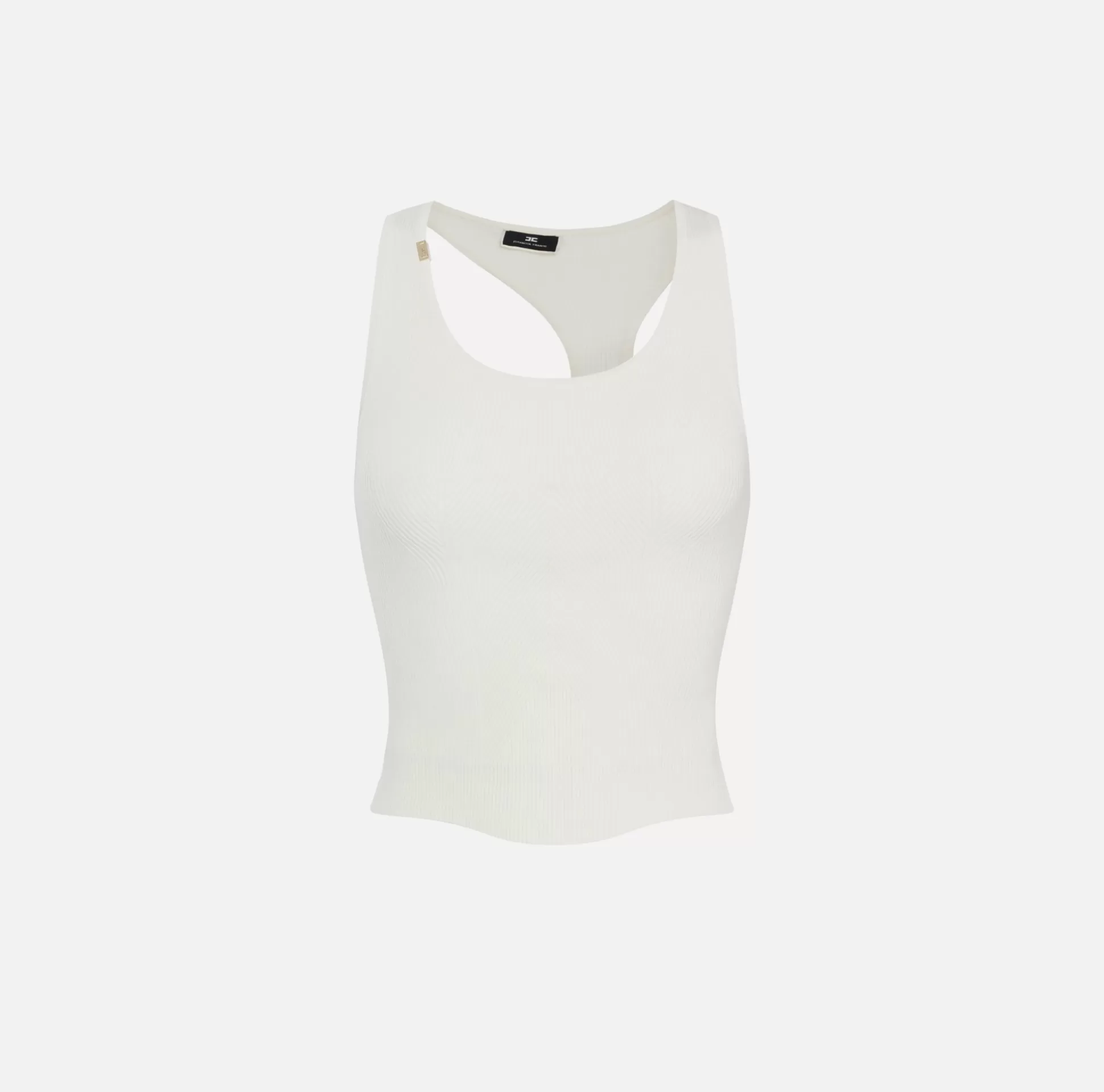 Elisabetta Franchi Top, T-Shirt & Body^Top In Viscosa A Costine Con Scollo Asimmetrico