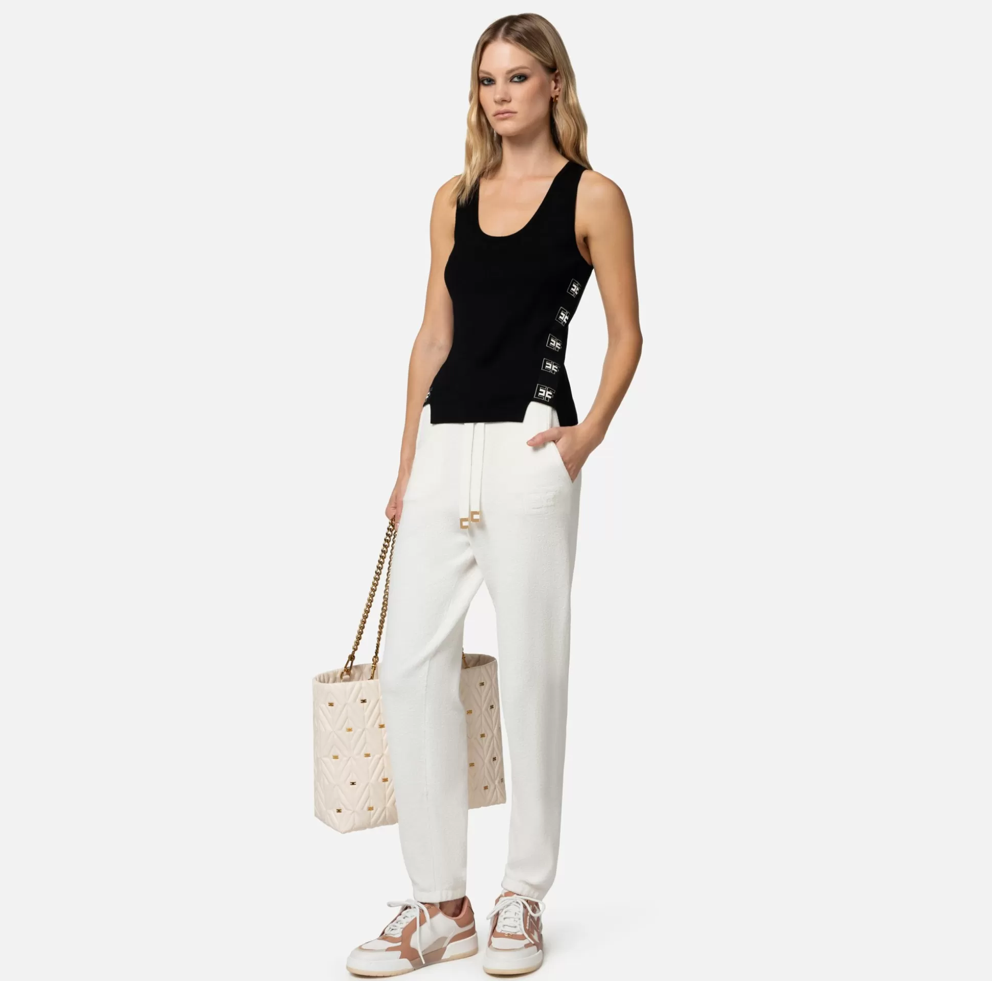 Elisabetta Franchi Top, T-Shirt & Body^Top In Viscosa Con Bande Logate