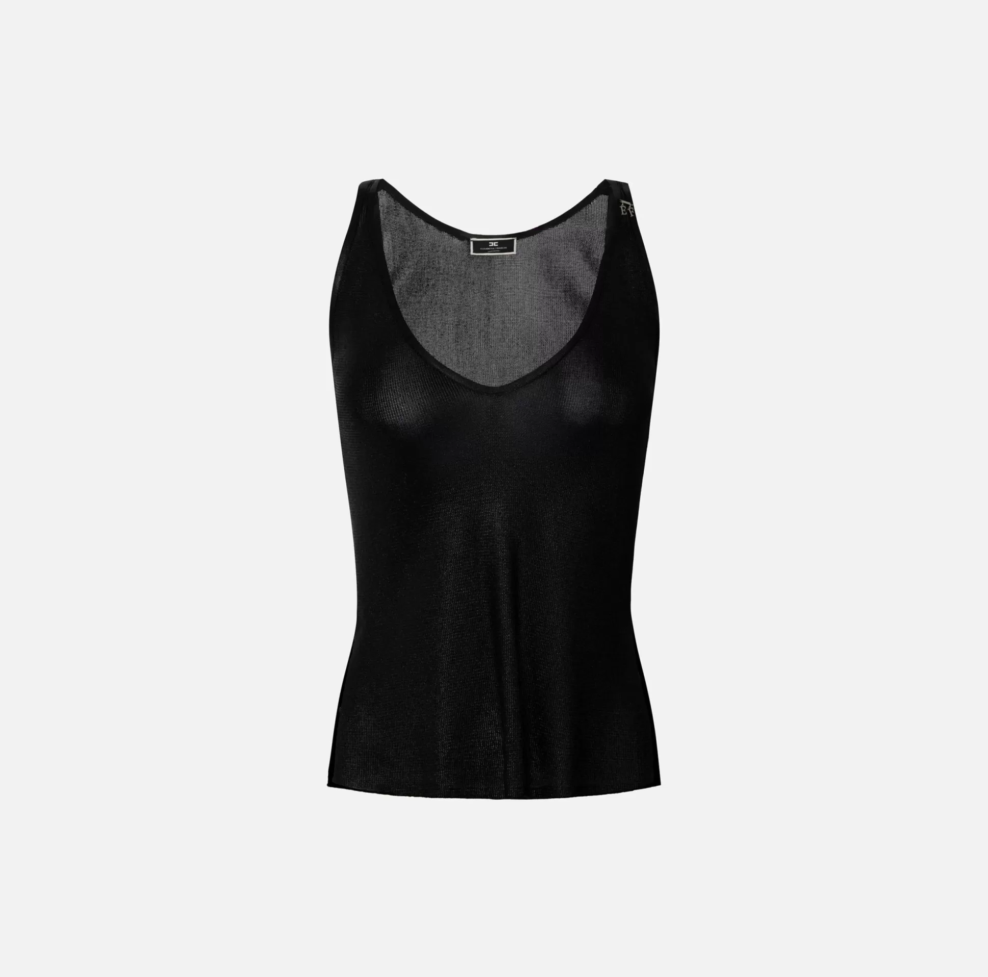 Elisabetta Franchi Top, T-Shirt & Body^Top In Viscosa Laminata Con Charms