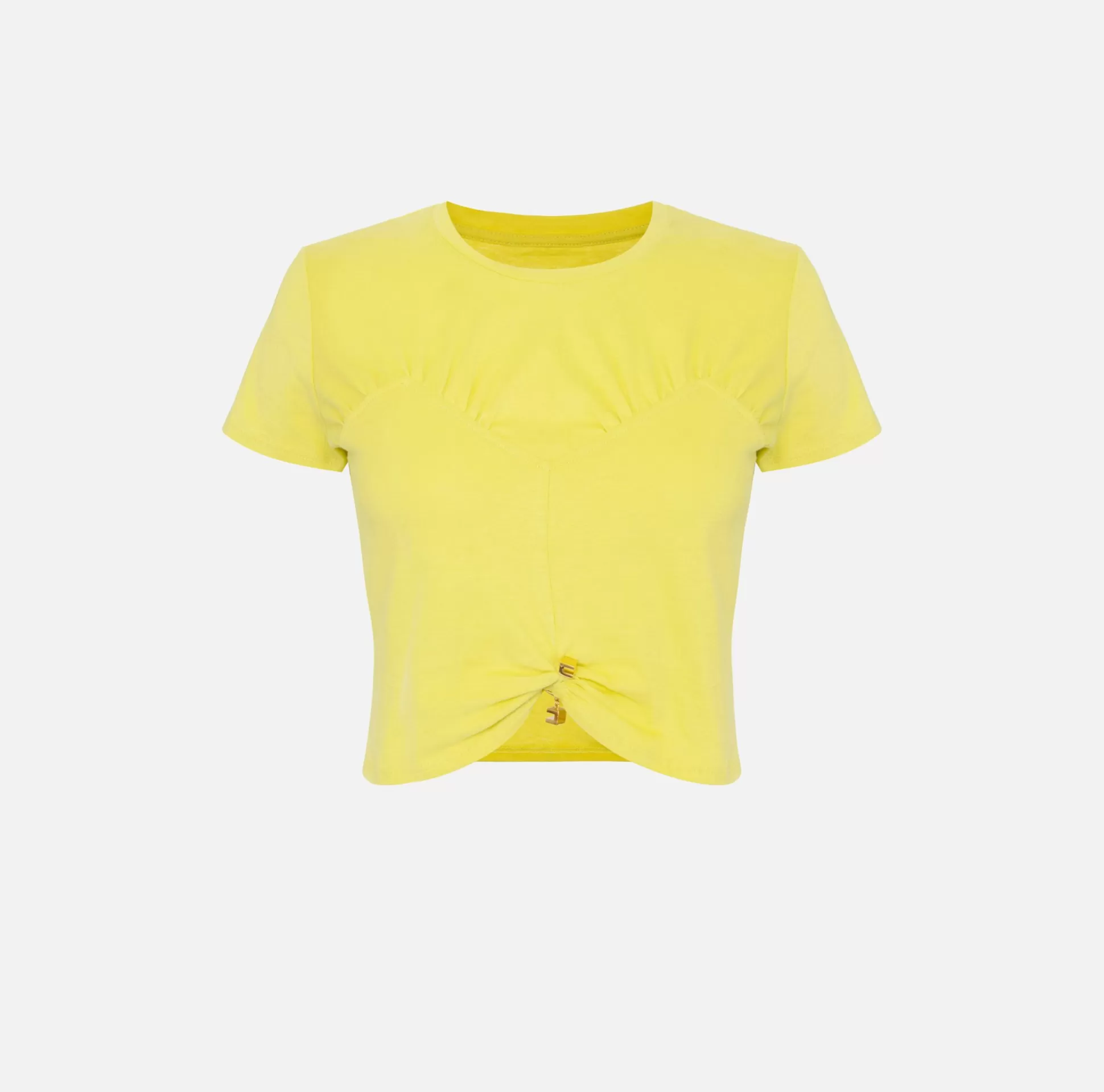 Elisabetta Franchi Top, T-Shirt & Body^T-Shirt Cropped In Jersey Con Arriccio