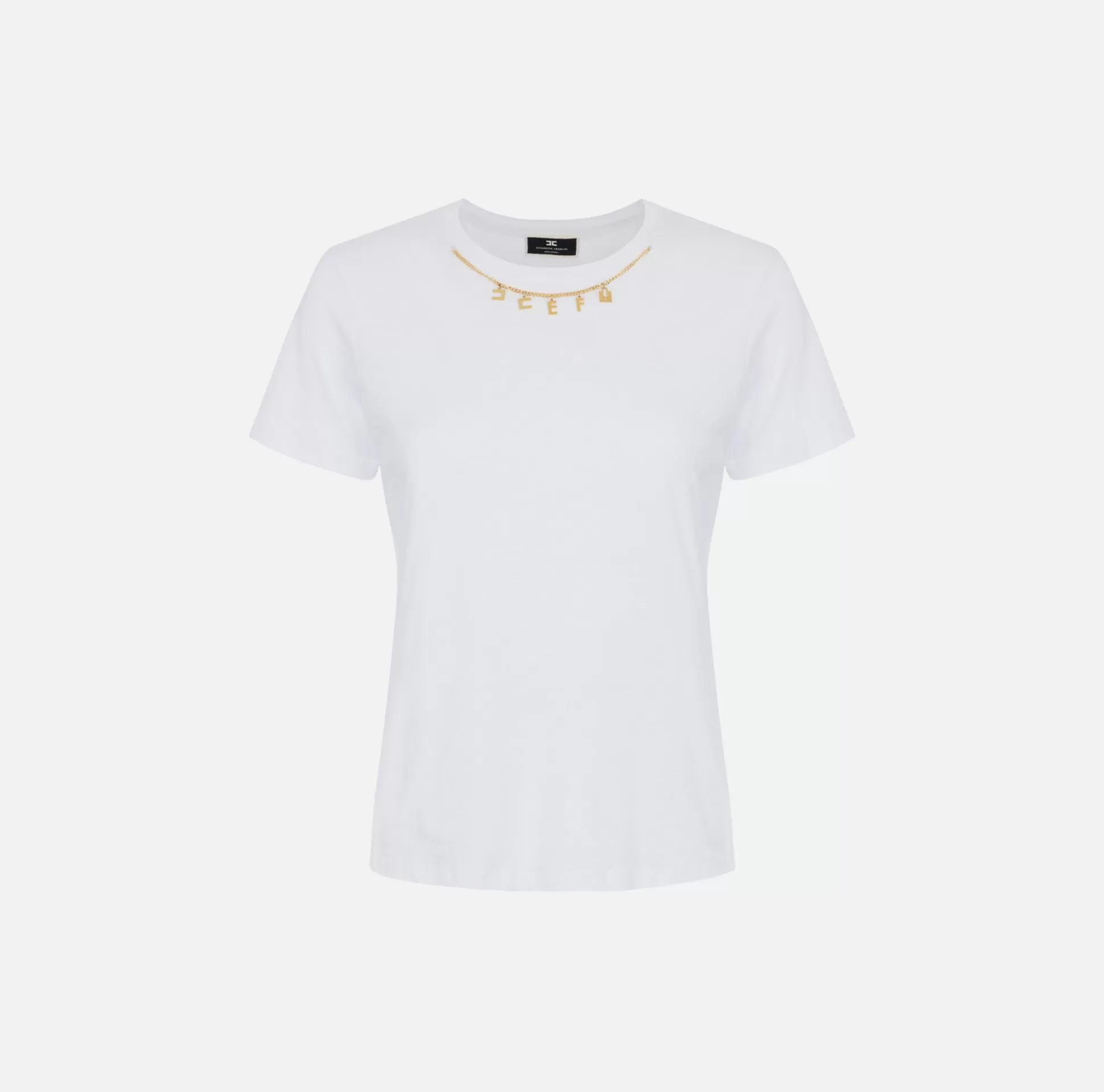 Elisabetta Franchi Top, T-Shirt & Body^T-Shirt In Jersey Con Accessorio Charms