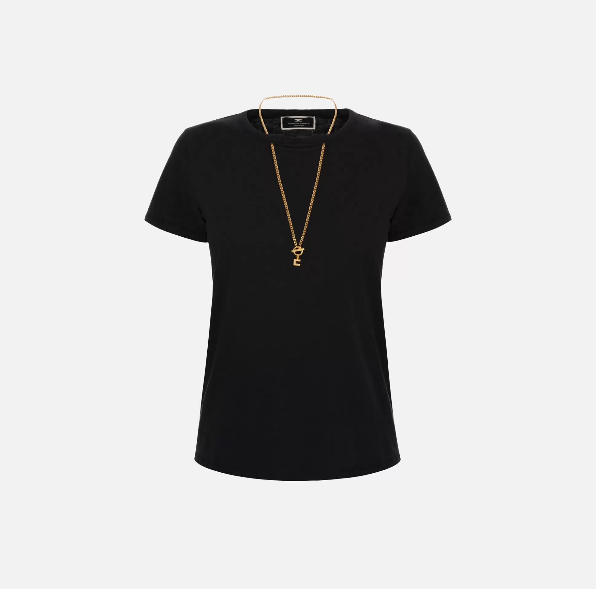 Elisabetta Franchi Top, T-Shirt & Body^T-Shirt In Jersey Con Cut-Out E Collana