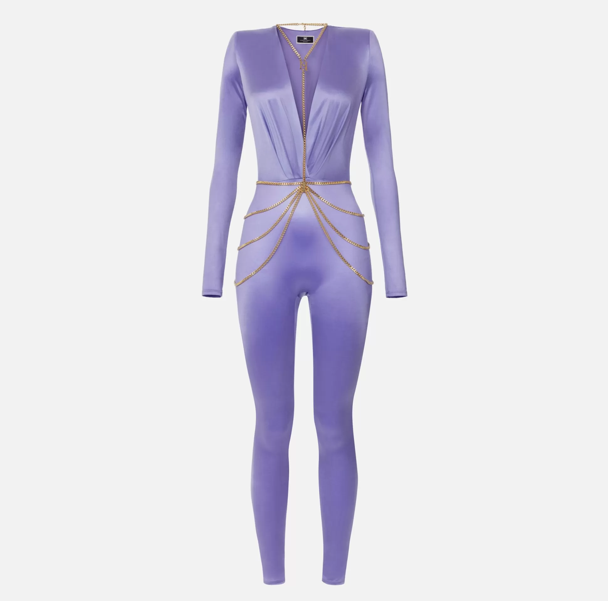 Elisabetta Franchi Tute^Tuta In Lycra Con Body Chain